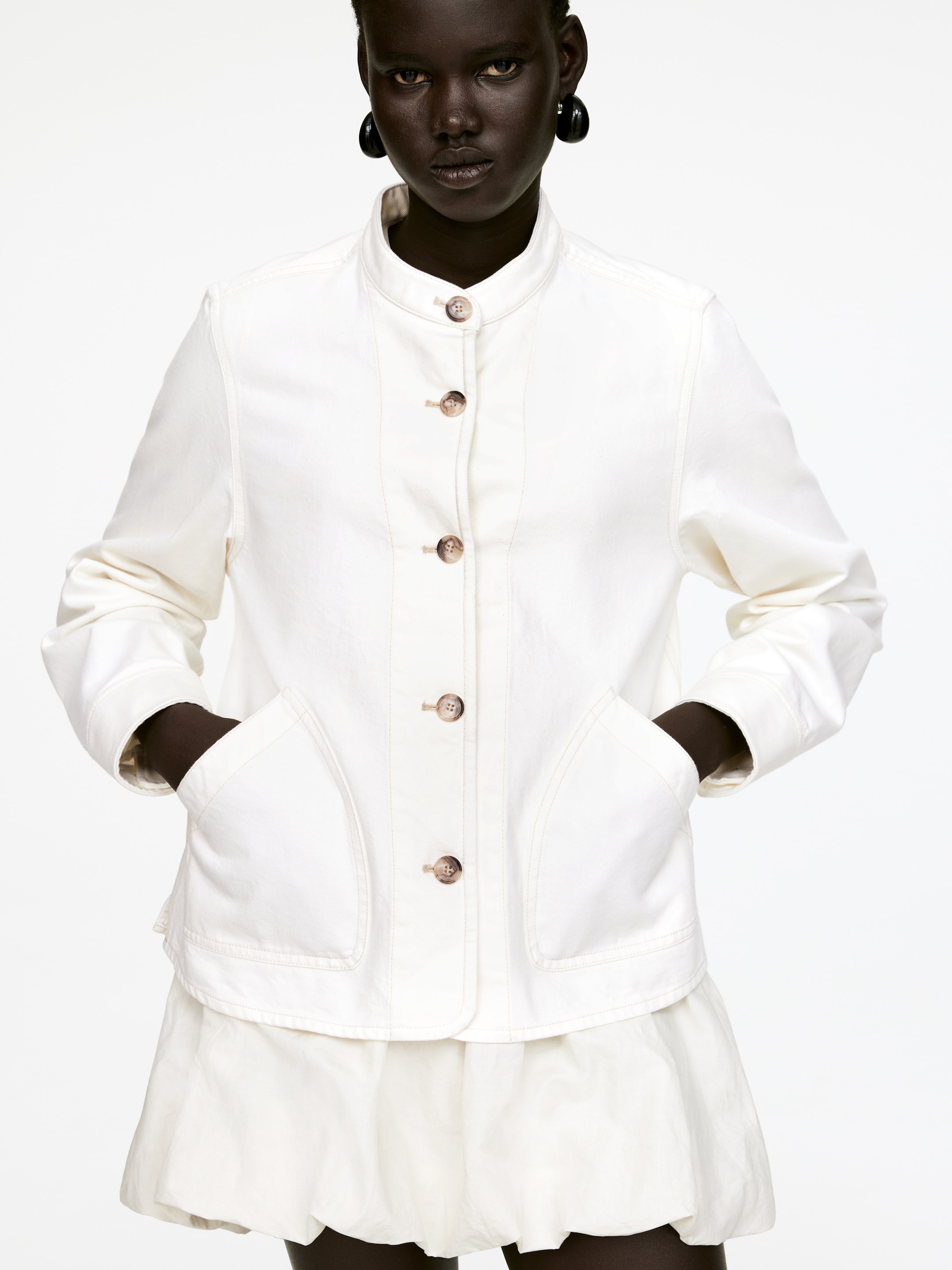 Zobrazit větší obrázek: Denimová overshirt - Off White - ŽENY | H&M CZ 3