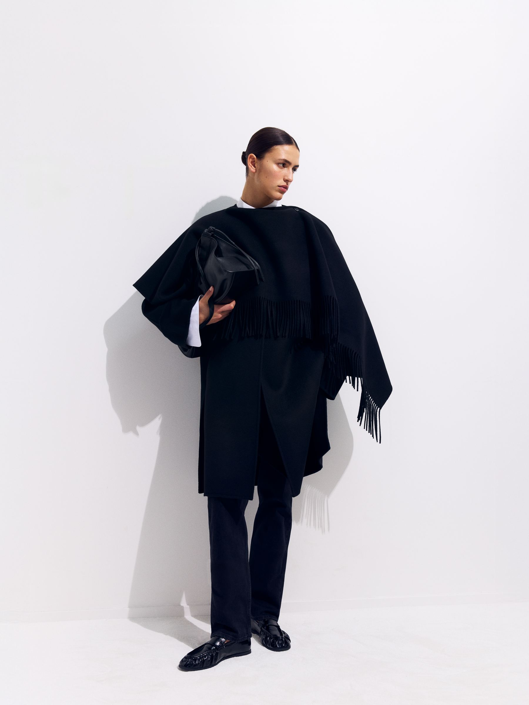 Doublé Wool-Blend Cape Coat-#272627-17841