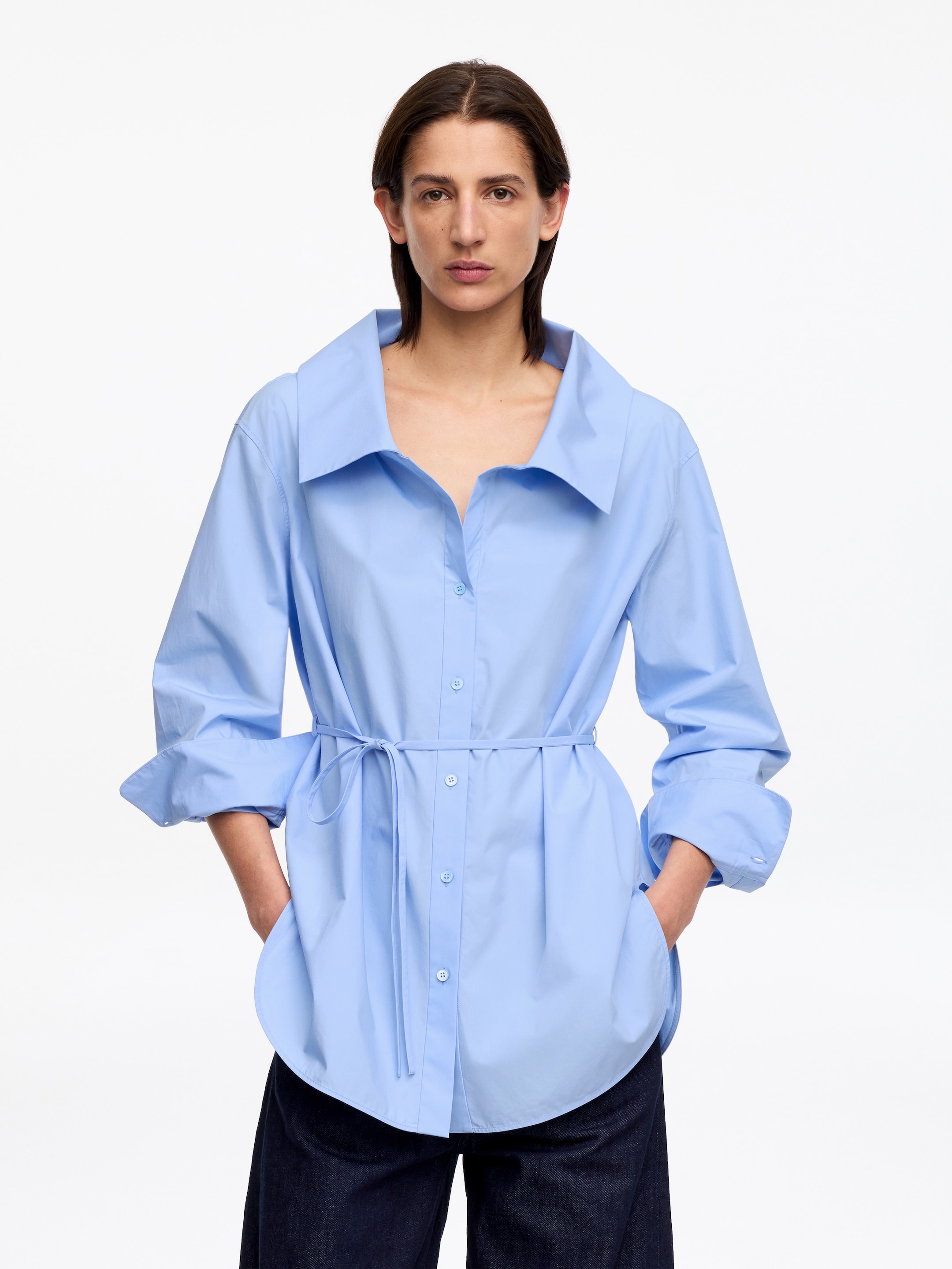 Wide-Collar Blouse - Light Blue - Regular fit - Women - StillMedia/Lookbook - 8
