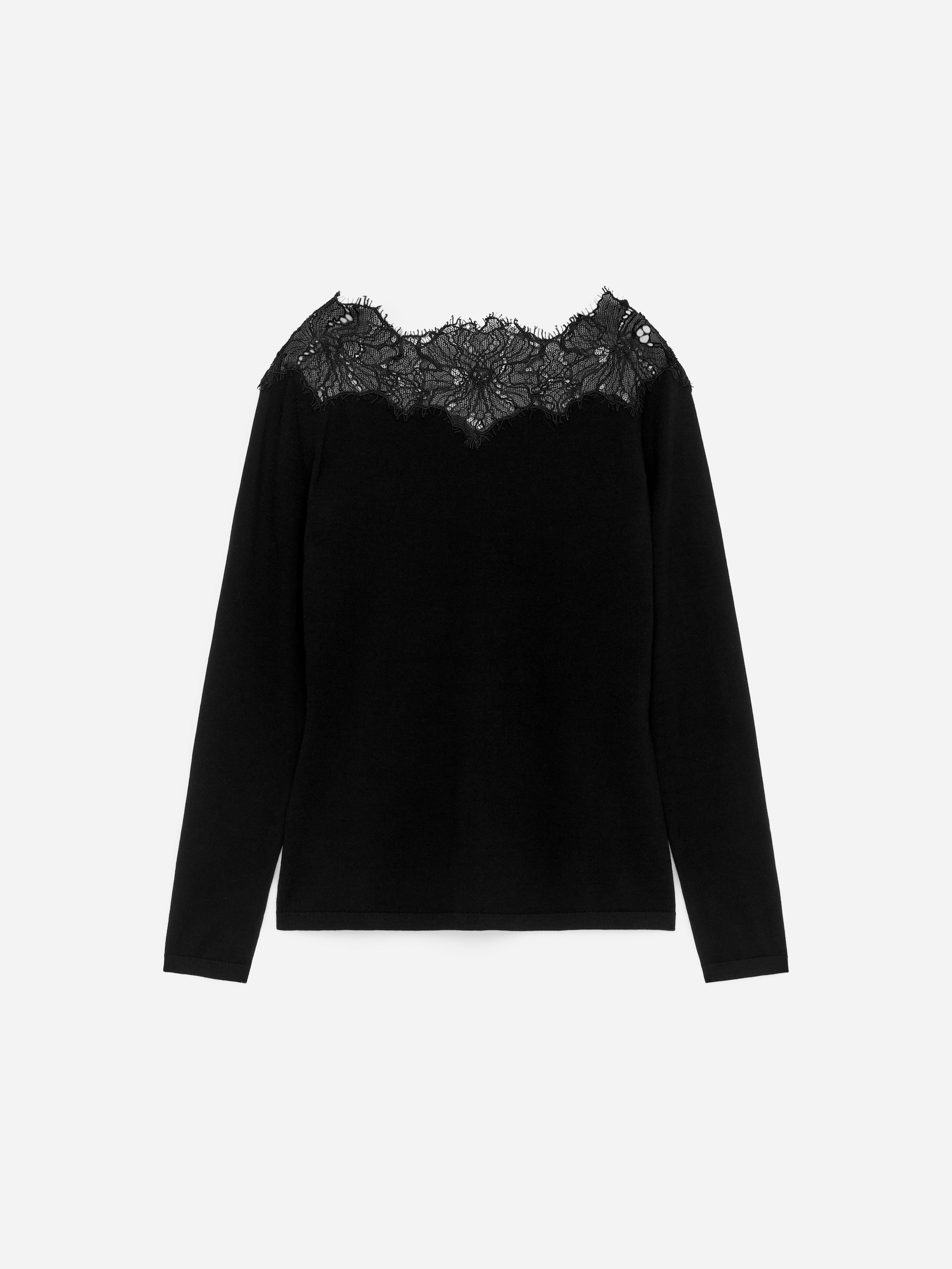 Lace-Detail Knitted Top – Black – Women – ARKET GB