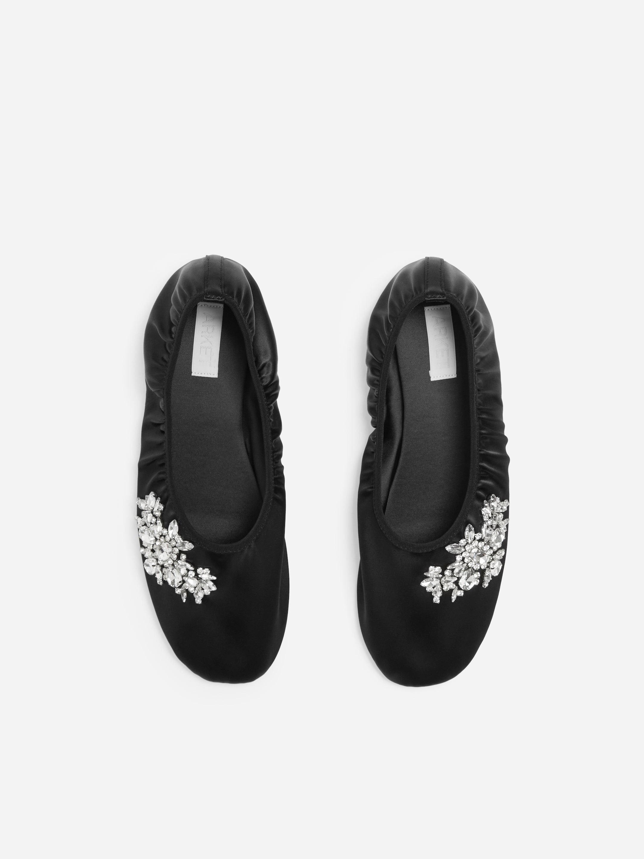 Glass-Beaded Satin Ballet Flats - Black - women - StillMedia/DescriptiveStillLife - 2