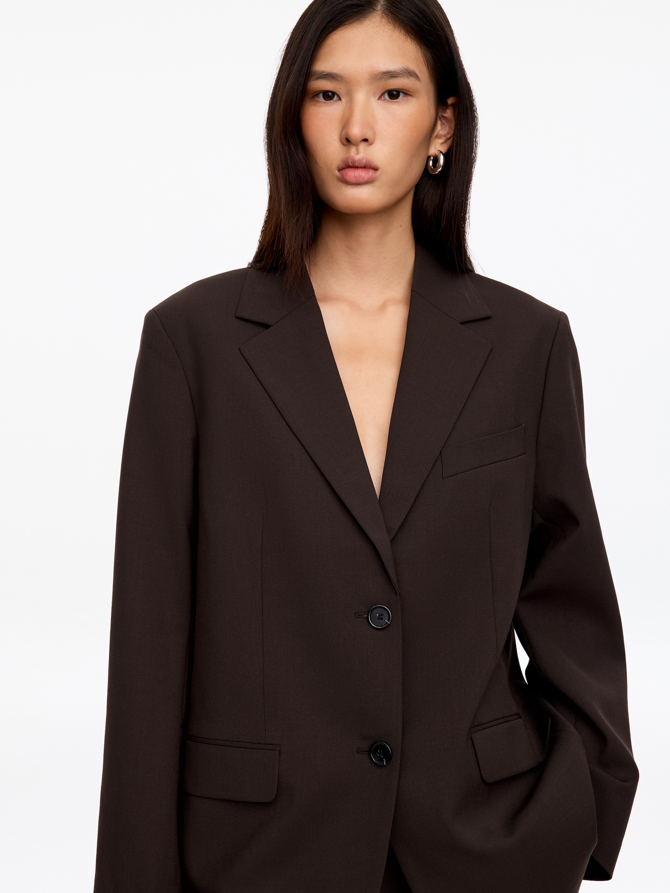 Wool-Blend Relaxed Blazer - Dark Brown - Relaxed fit - women - StillMedia/Lookbook - 2