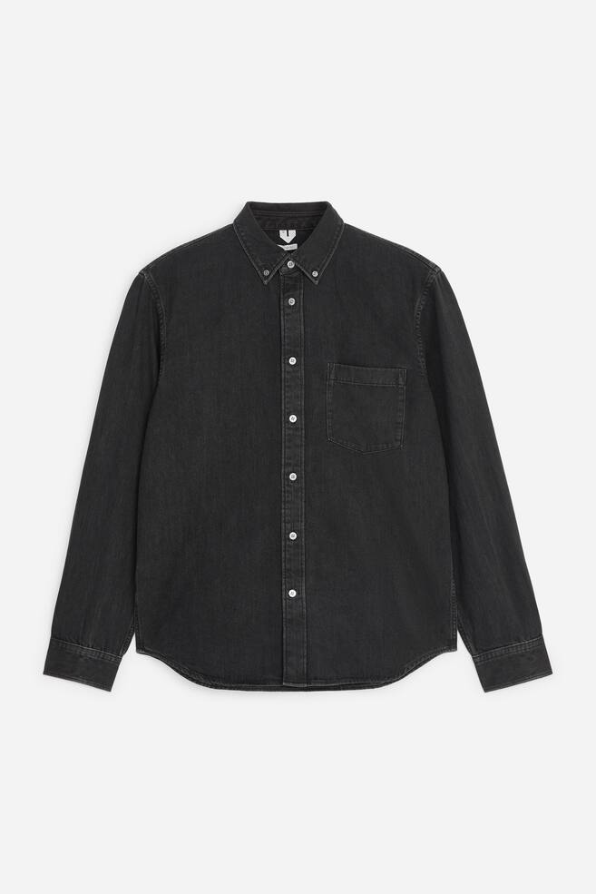 Regular Denim Shirt - Black/Washed Blue - 1