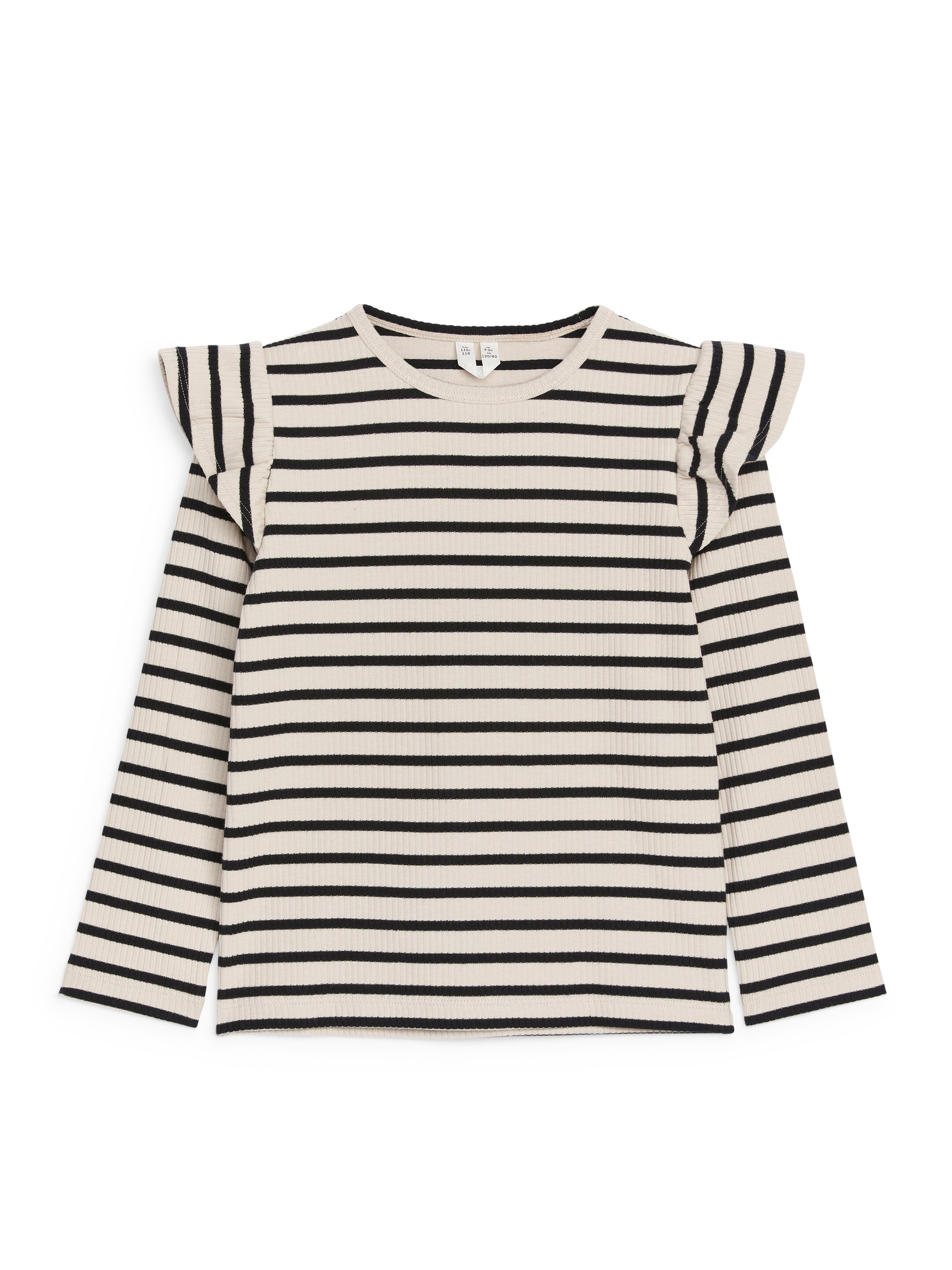 Trikåtopp med volang - Off-white/svart - Slim fit - Children - StillMedia/DescriptiveStillLife - 1