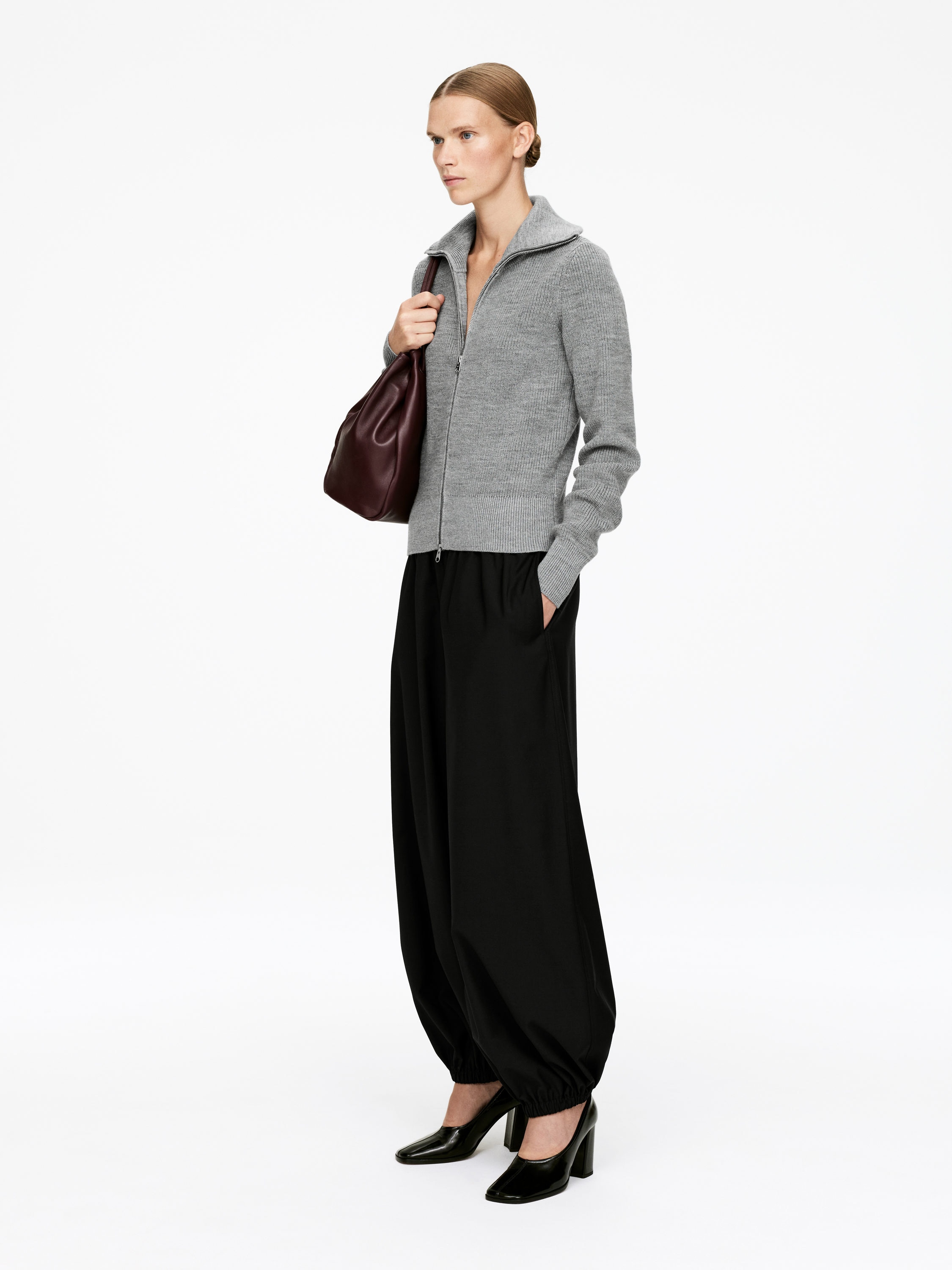 Wool-Cotton Zip Cardigan - Grey - Regular fit - Women - StillMedia/Lookbook - 6