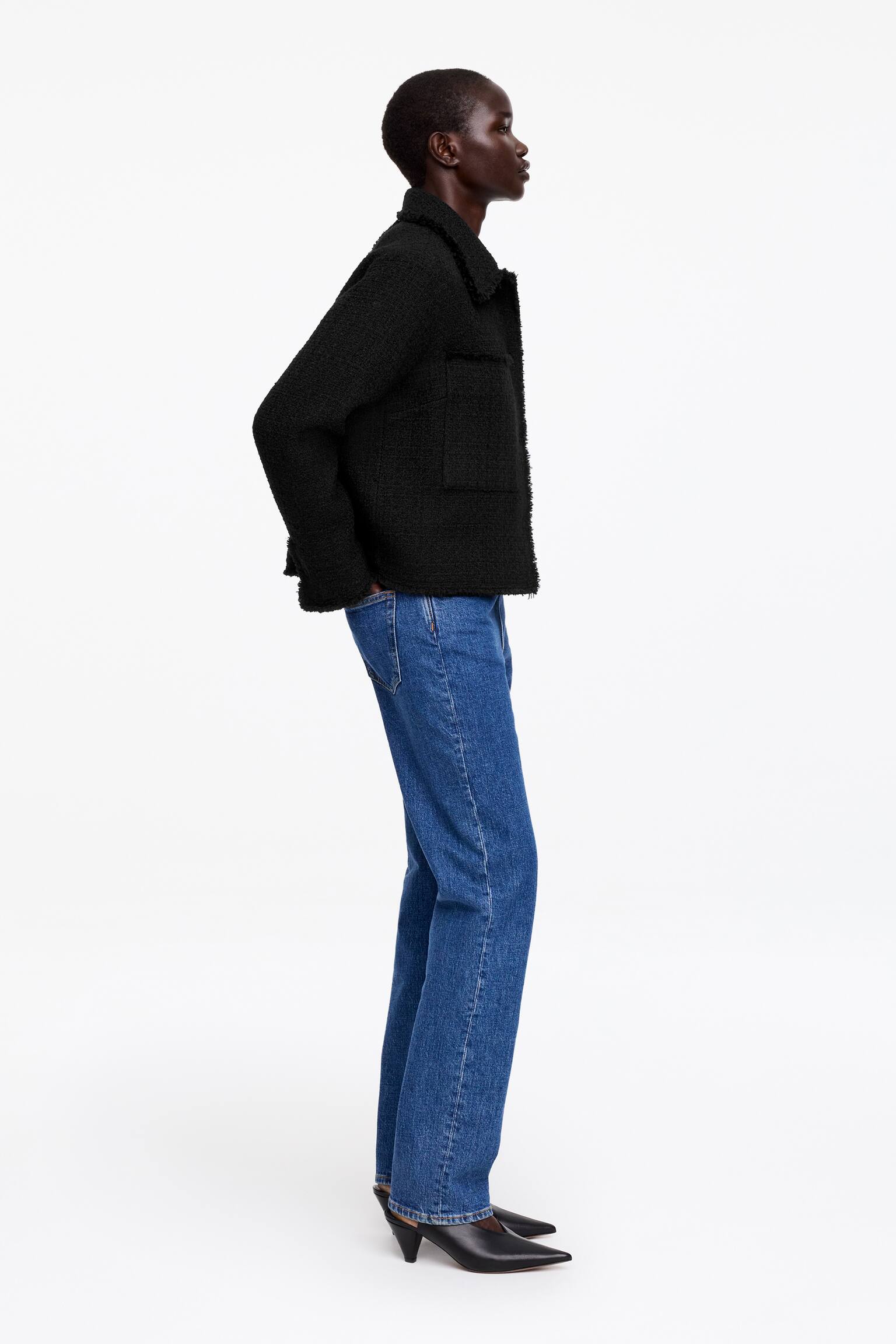 Jacka i bouclé - Svart - 4