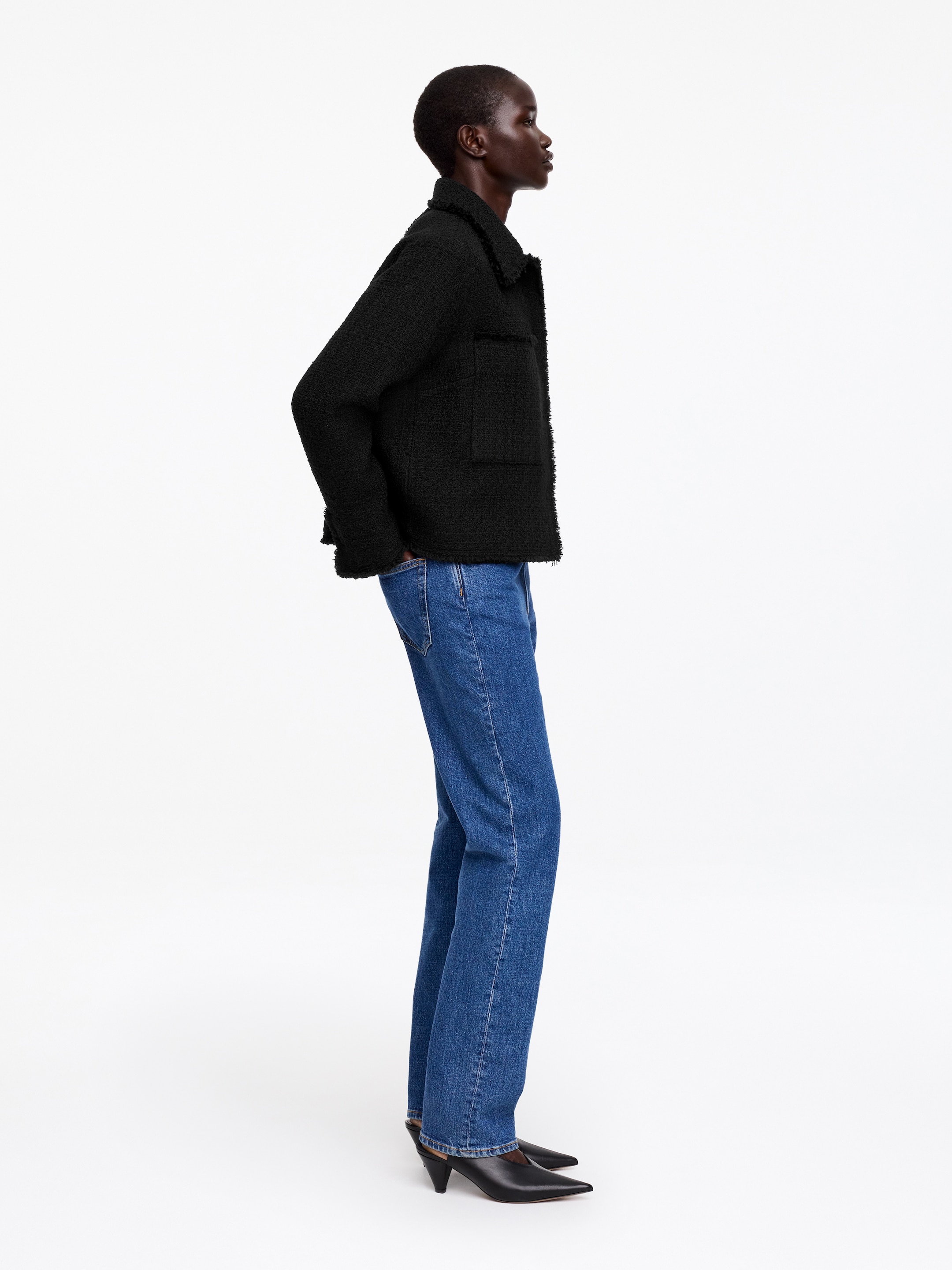 Chaqueta de bouclé en mezcla de lana - Negro - Corte relajado - Women - StillMedia/Lookbook - 3