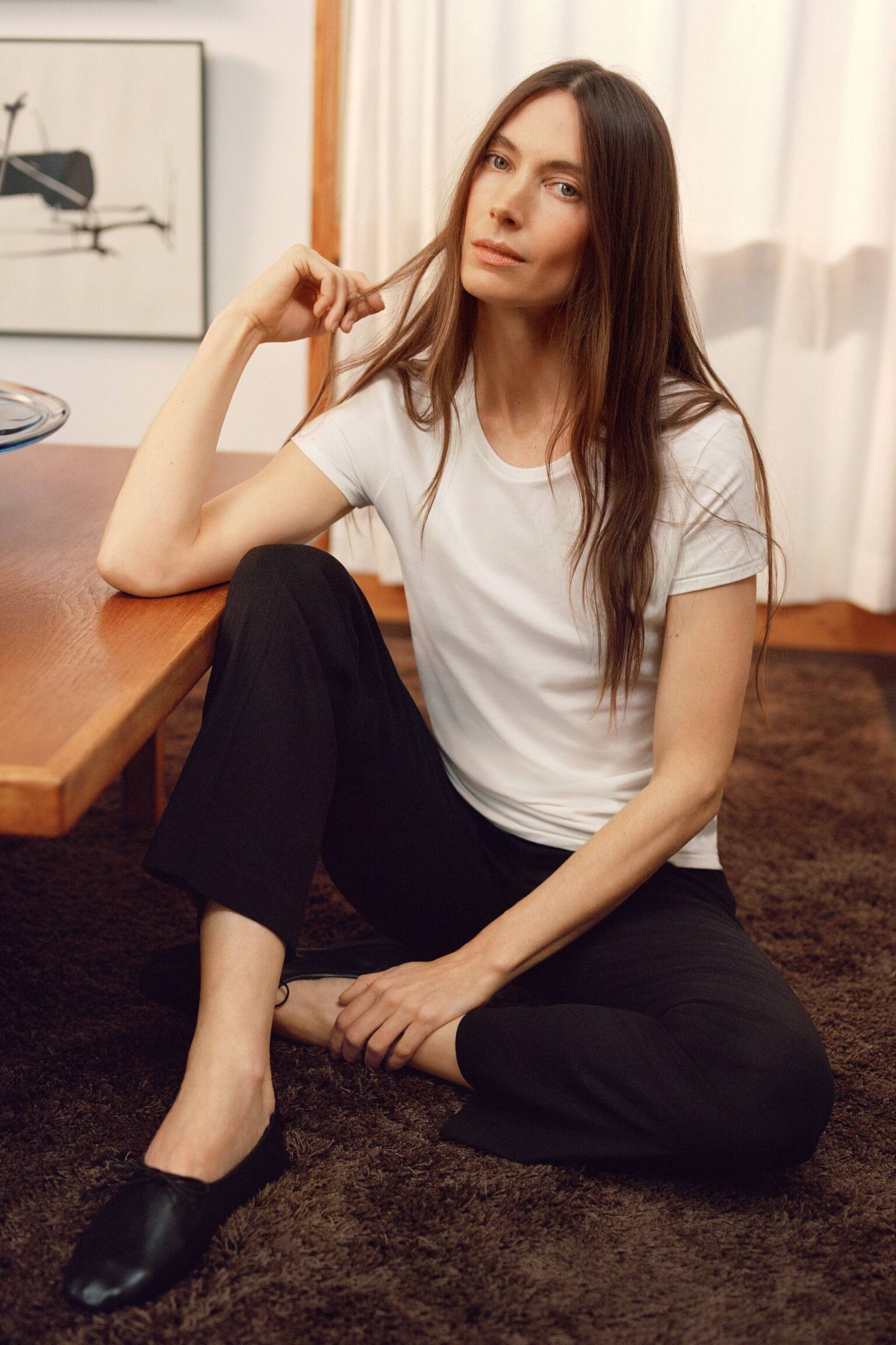 Sportovní Kožené Baleríny - Černá - 3