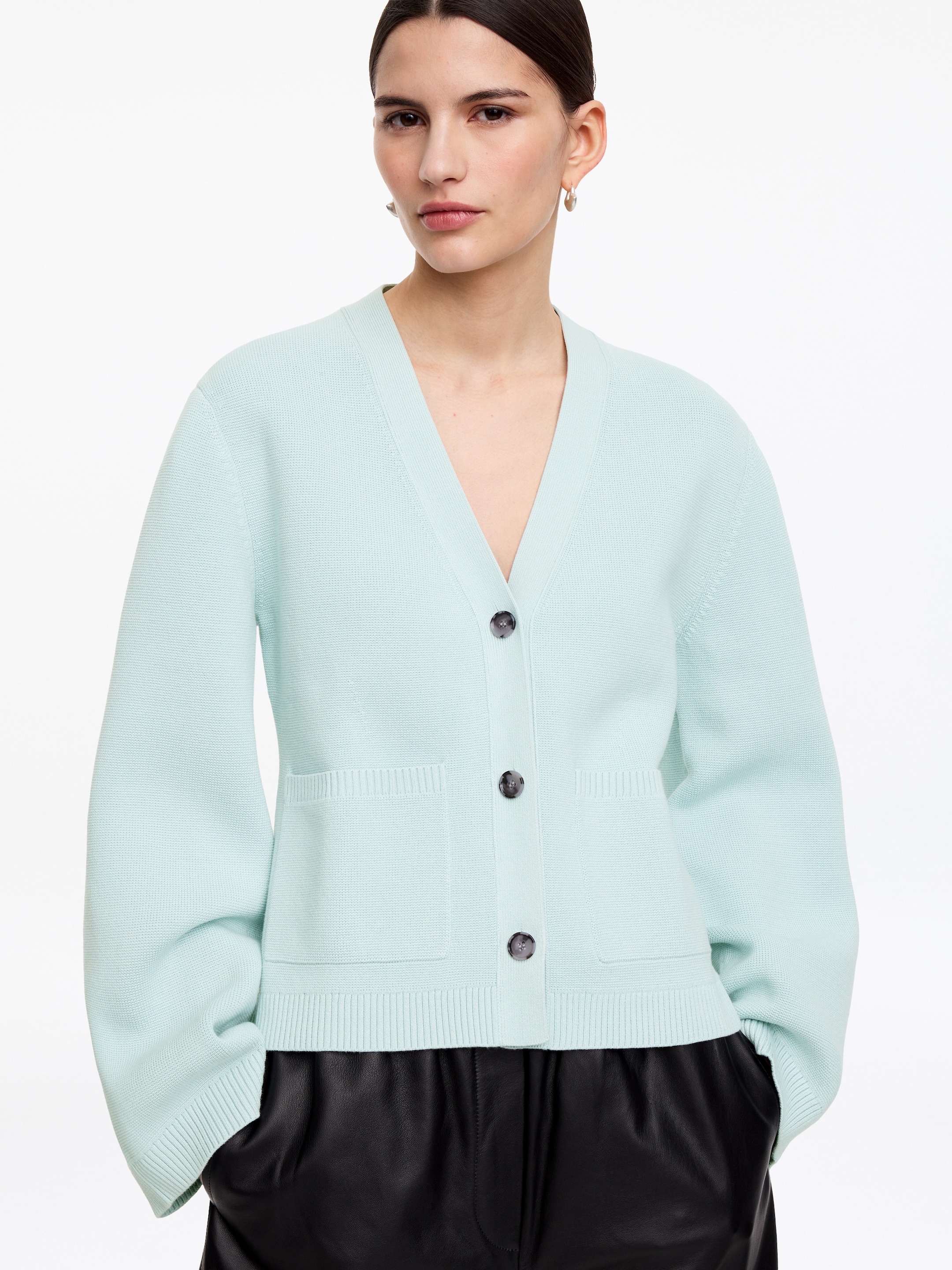 Strickjacke aus Baumwolle - Helltürkis - Loose Fit - Women - StillMedia/Lookbook - 4
