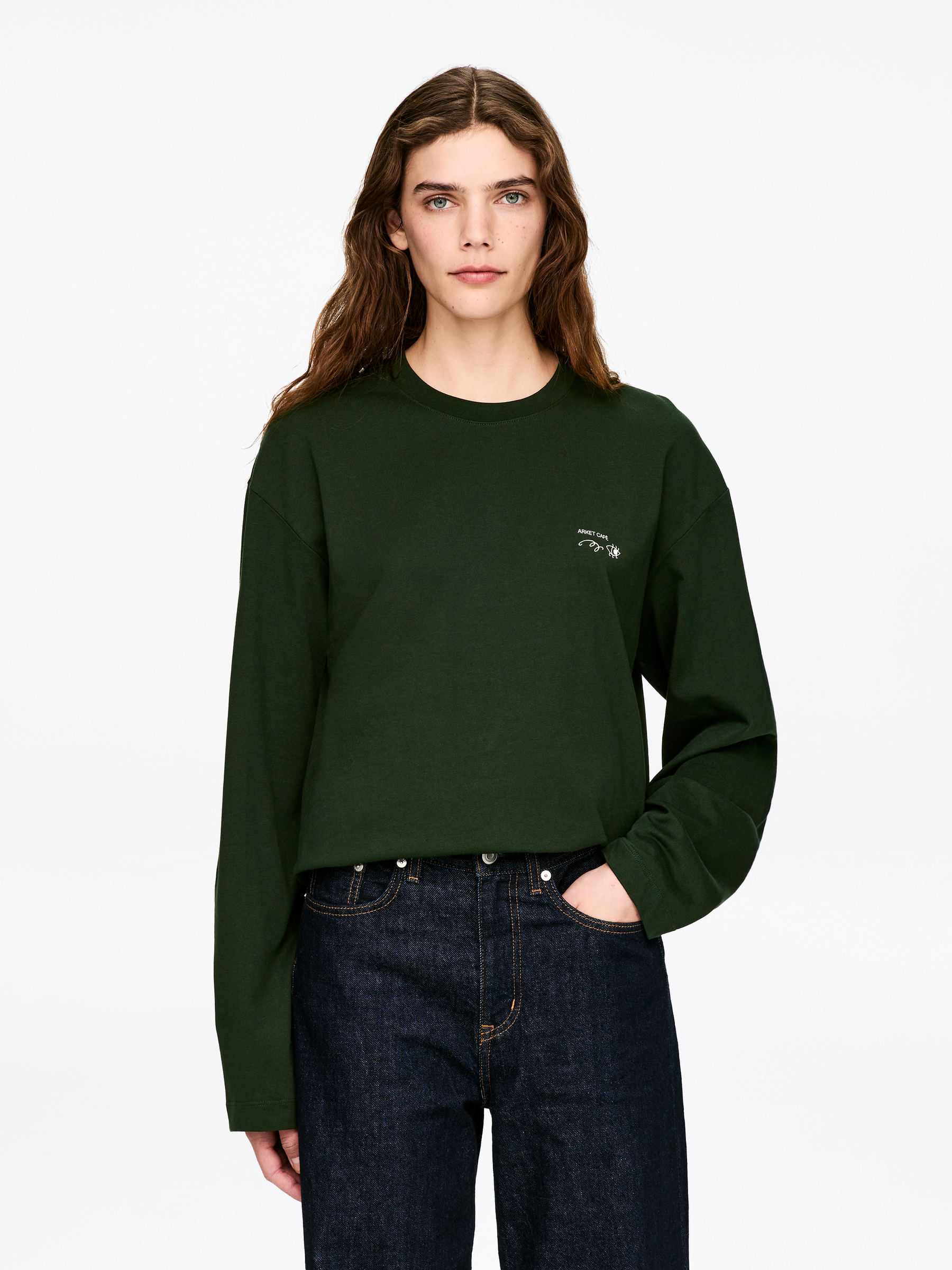 ARKET CAFÉ långärmad t-shirt-#3D433E-13378