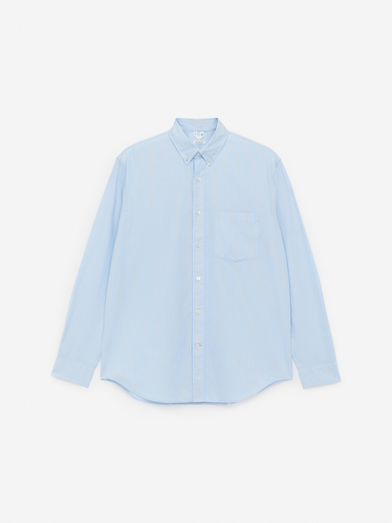Camisa abotonada relaxed fit - Azul claro/rayas/Azul/rayas