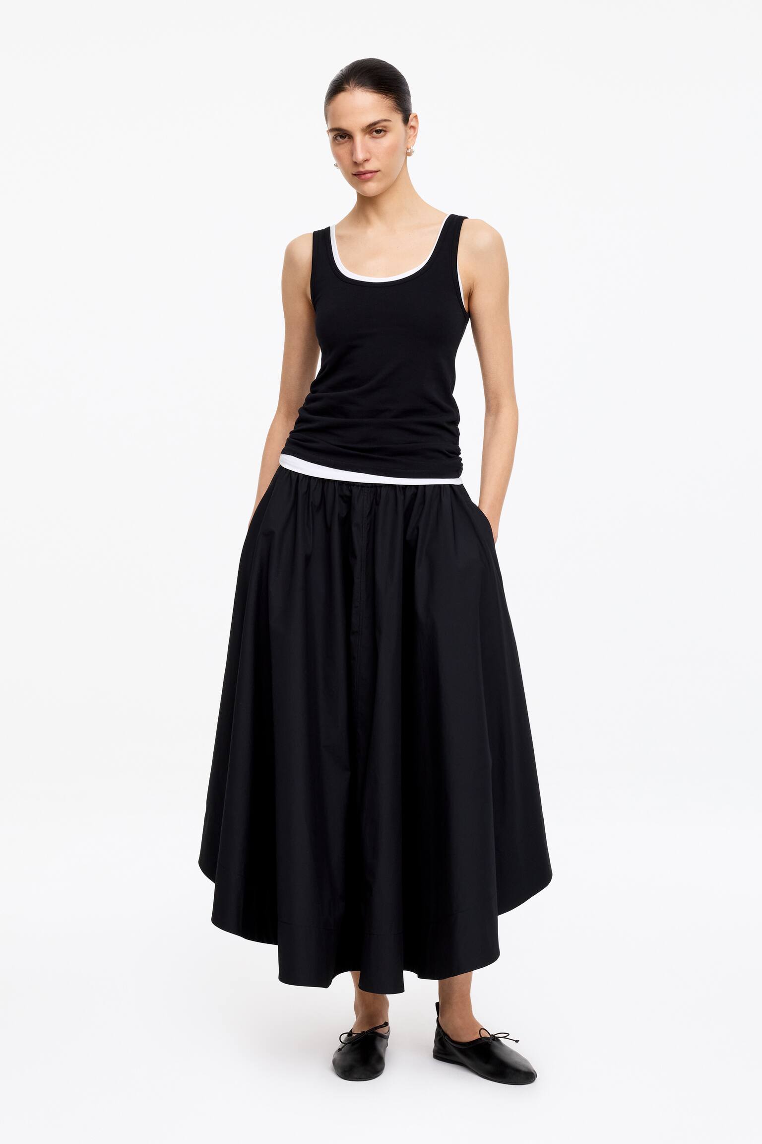 Sportovní Kožené Baleríny - Černá - 5