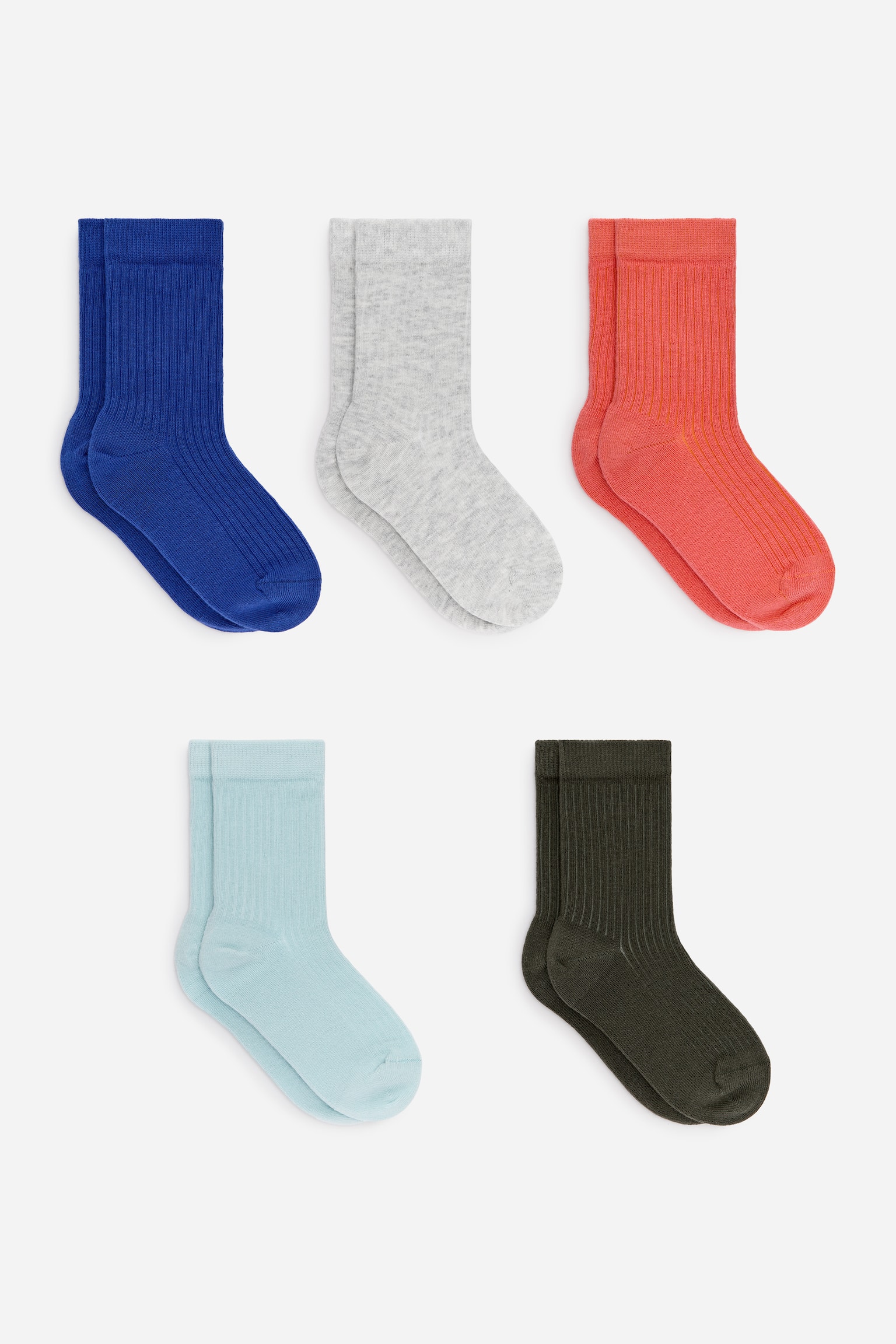 Κάλτσες Rib Knit, 5 Ζεύγη - Μπλε/Πολύχρωμο/Ροδακινί/Πολύχρωμο