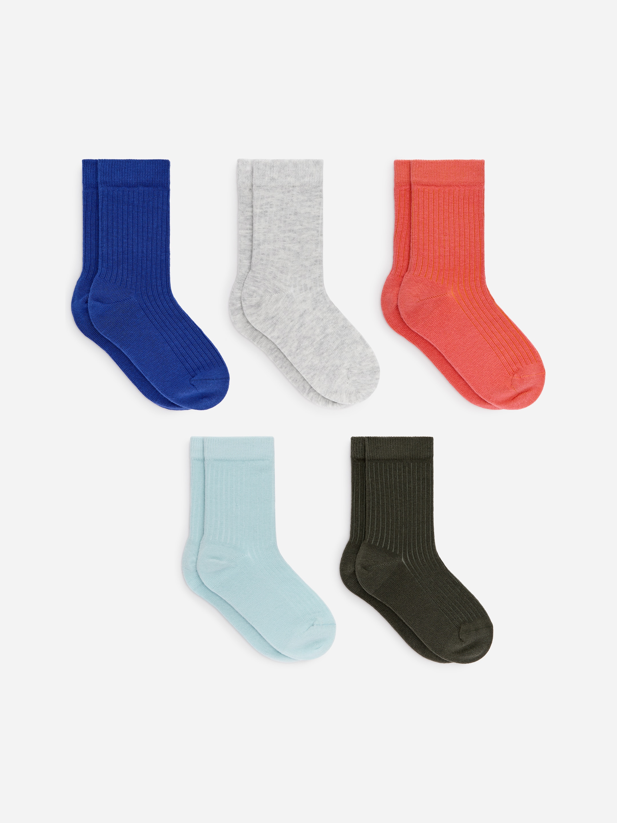 Rib Knit Socks, 5 Pairs-#54779e-18292
