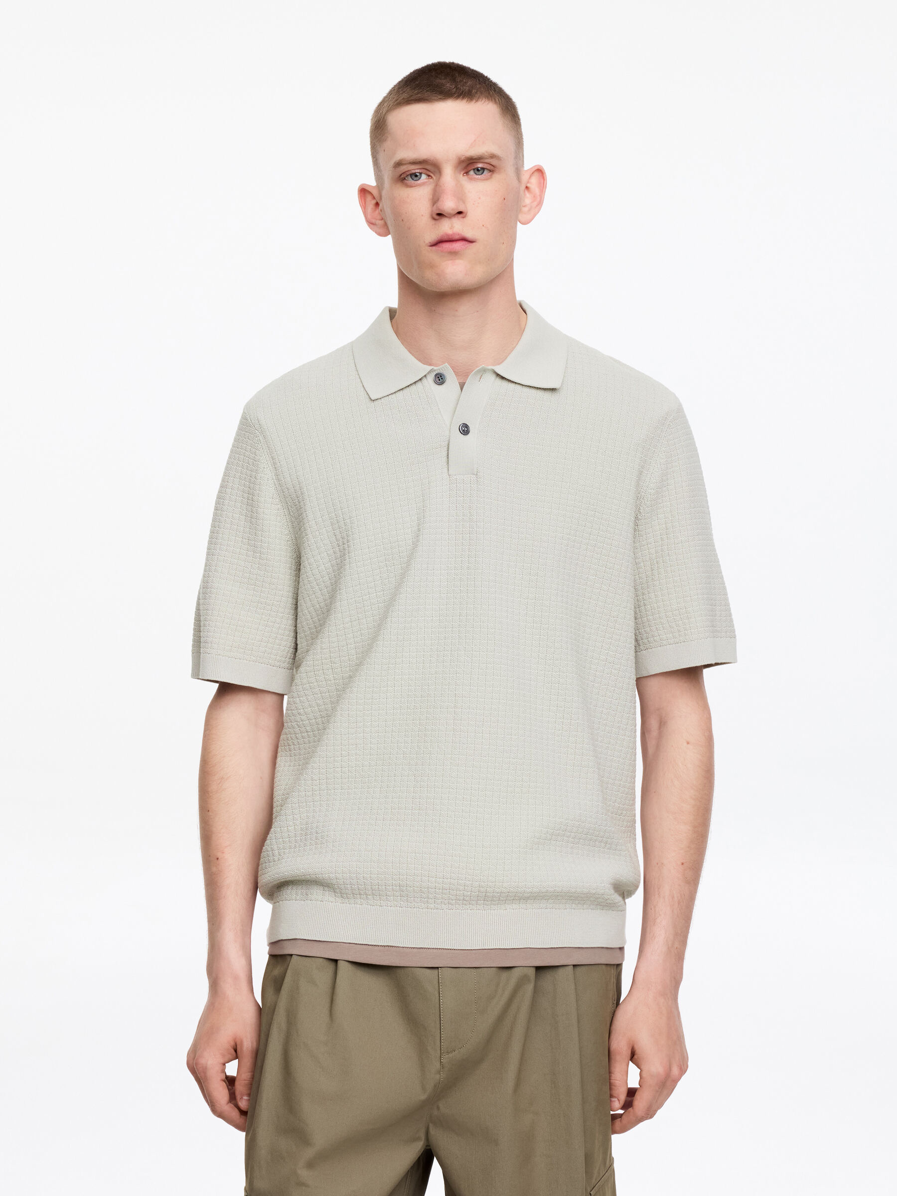 Poloshirt i bomull-#B3B9B4-19308