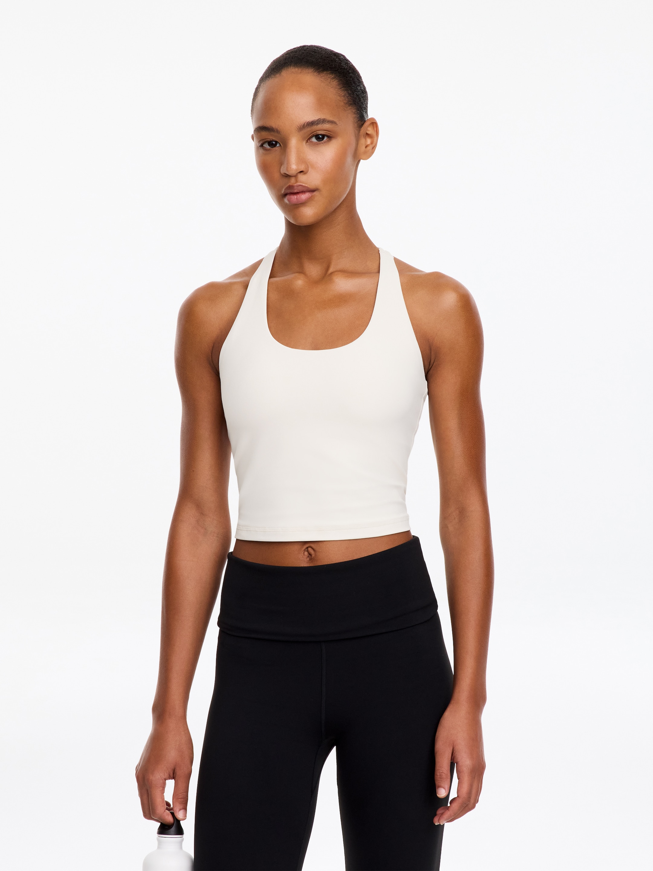 Weiches, kurzes Sporttanktop-White-20218
