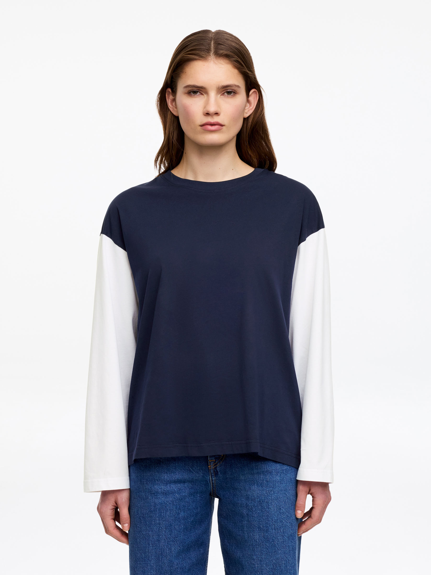 Oversized-T-Shirt mit langen Ärmeln-#21273C-17986