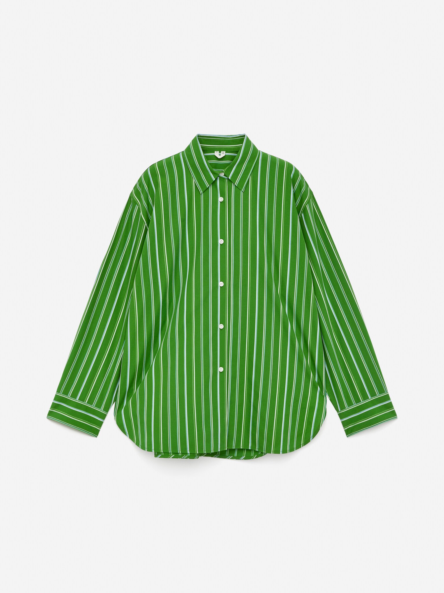 Camicia in popeline dalla vestibilità rilassata - Verde/Righe/Rosa