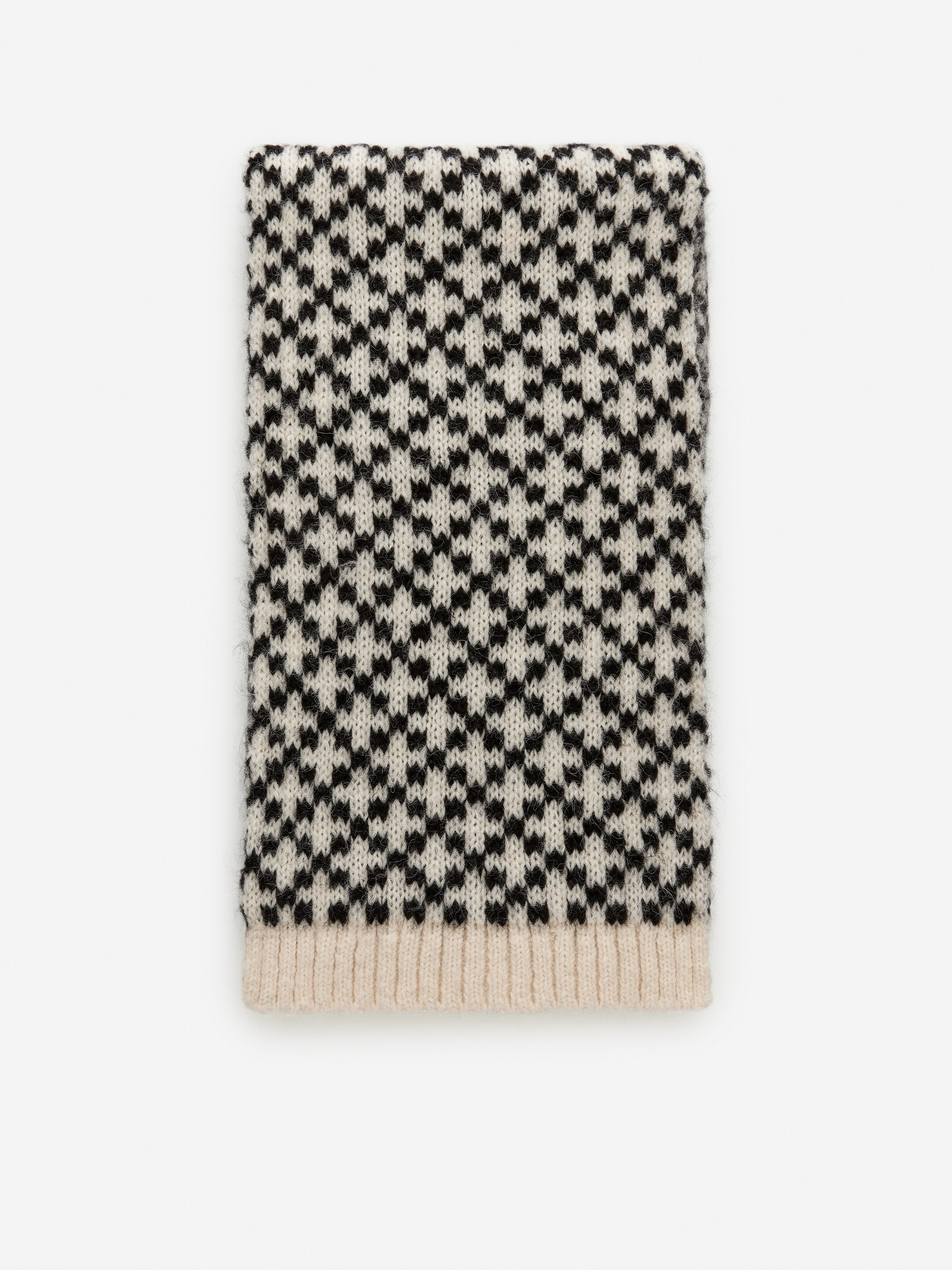 Visa större bild: Halsduk i ull och alpacka - Off-white/svart - DAM | H&M SE 1