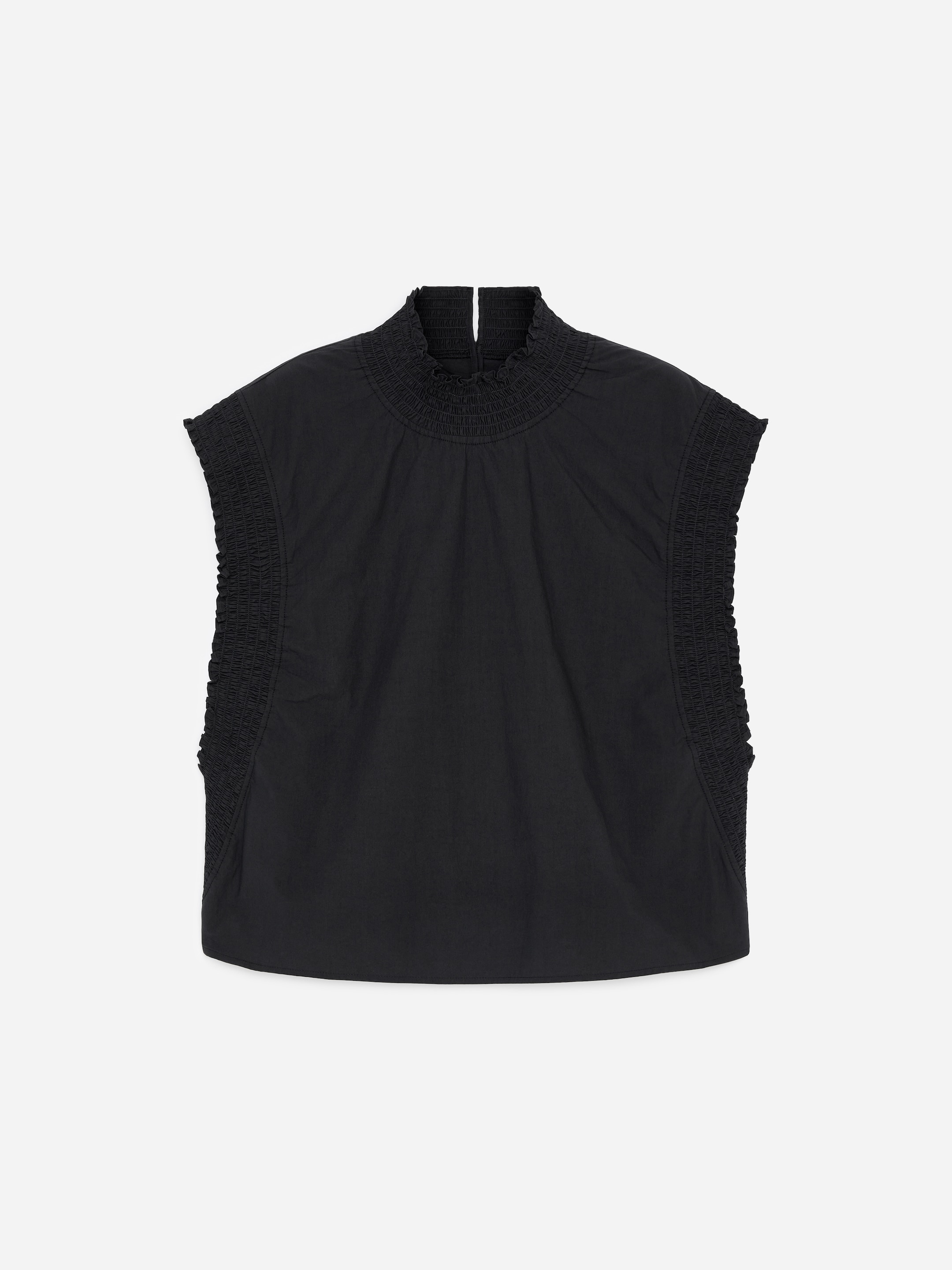 Smocked Cotton Poplin Top - Noir - Regular fit - Femme - StillMedia/DescriptiveStillLife - 1