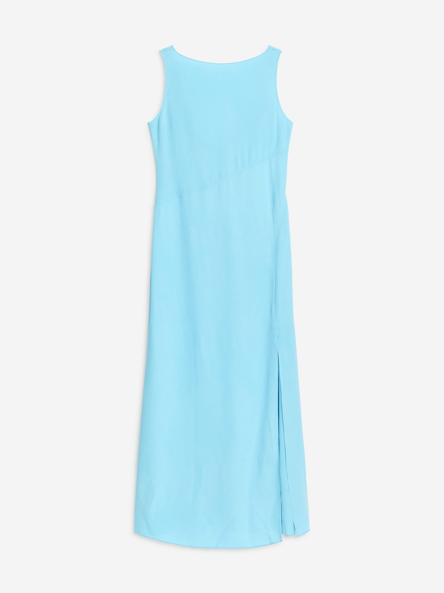 Vestido con caída en cascada-Azul-7393