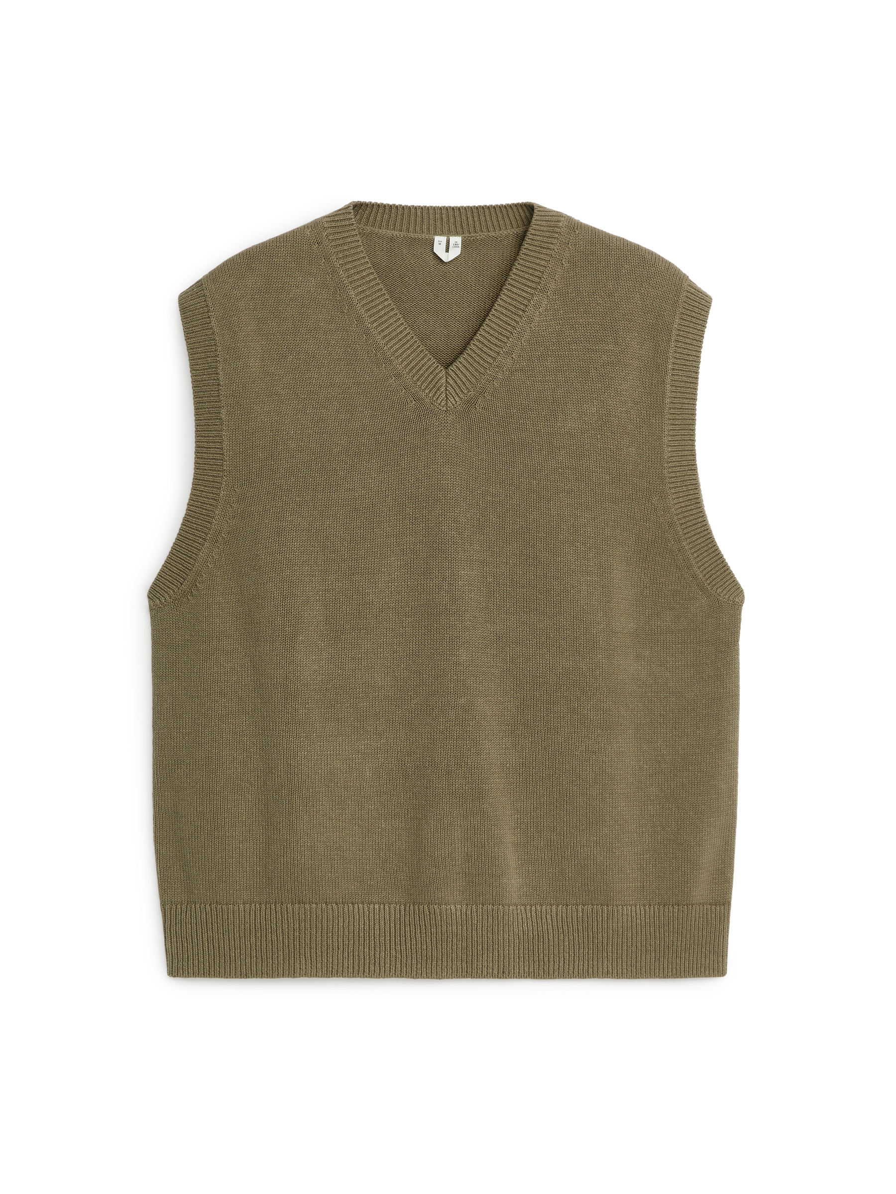 Knitted Linen Cotton Vest - Khaki Green - Relaxed fit - Men - StillMedia/DescriptiveStillLife - 2