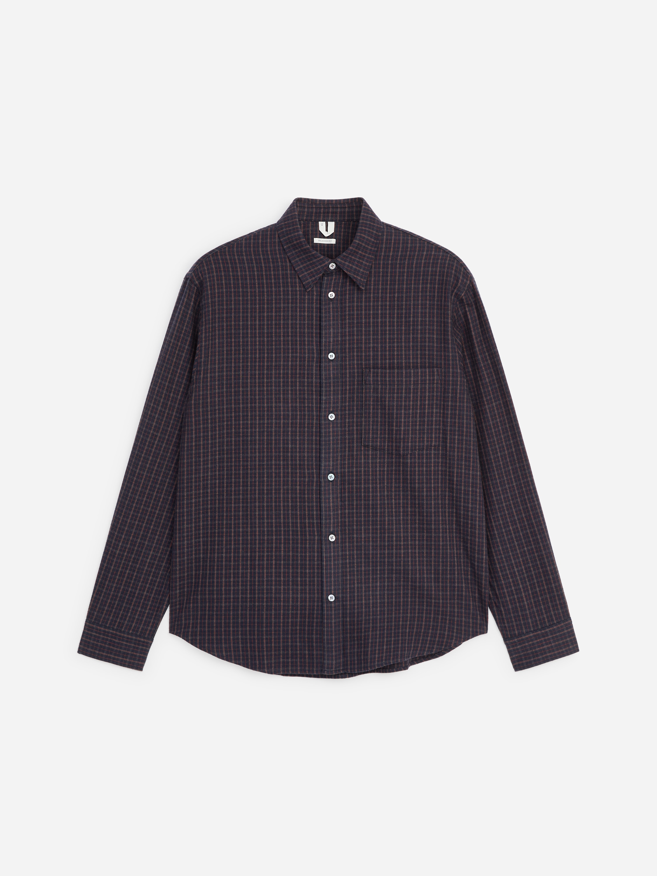 Camicia in flanella spazzolata - Motivo a quadri/Blu navy scuro/Motivo a quadri/Beige