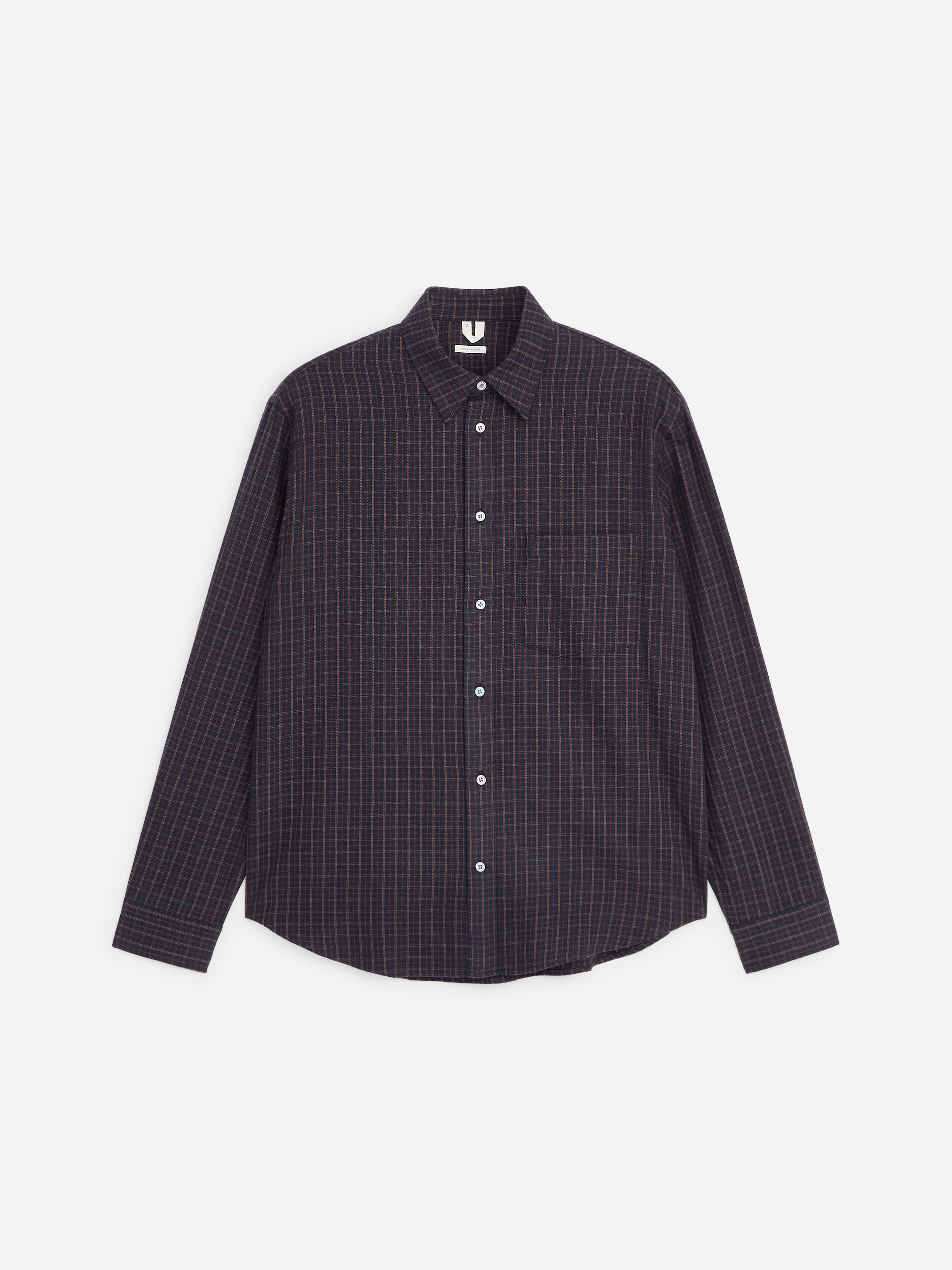 Brushed Flannel Shirt - Checked/Dark Navy - Relaxed fit - men - StillMedia/DescriptiveStillLife - 1
