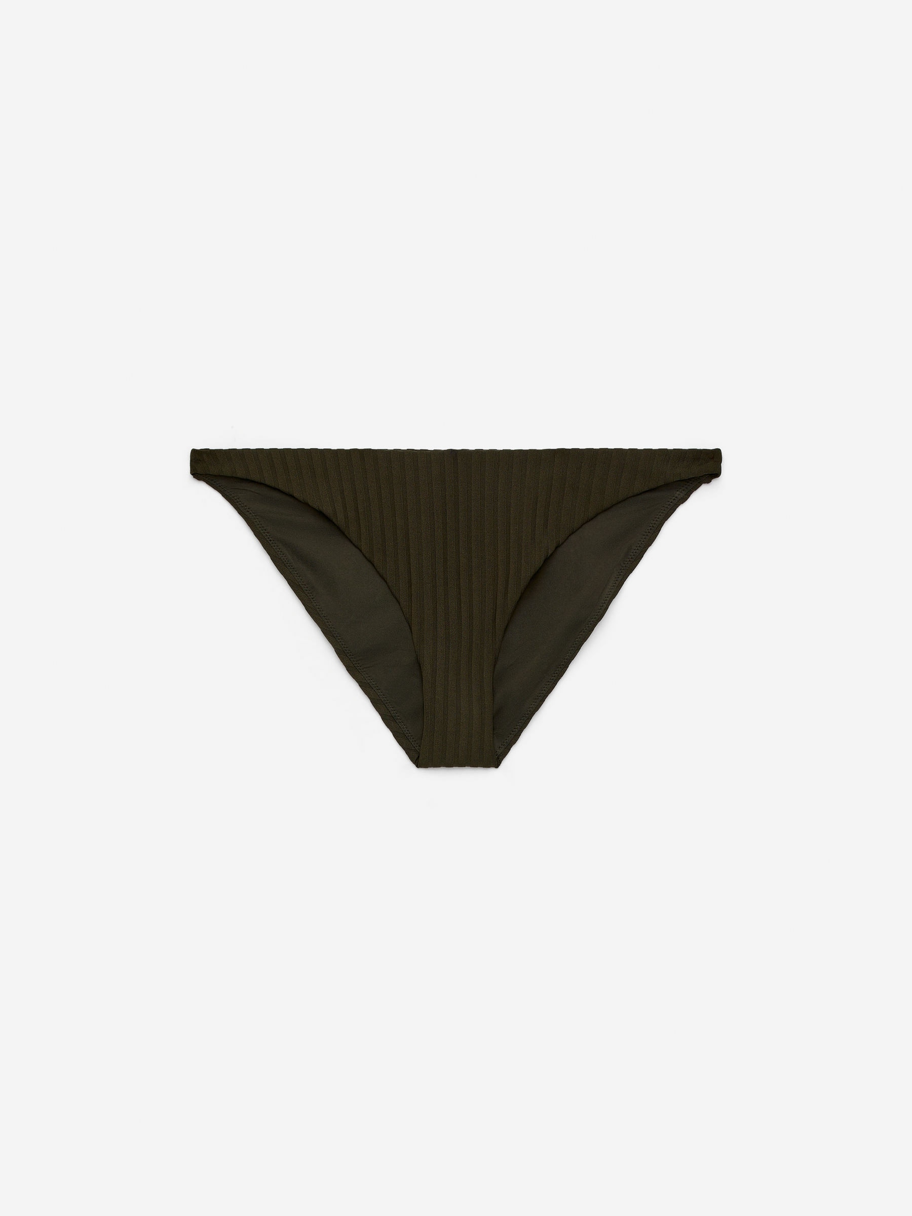 Ribbed Low-Waist Bikini Bottoms-#3E3D36-15365