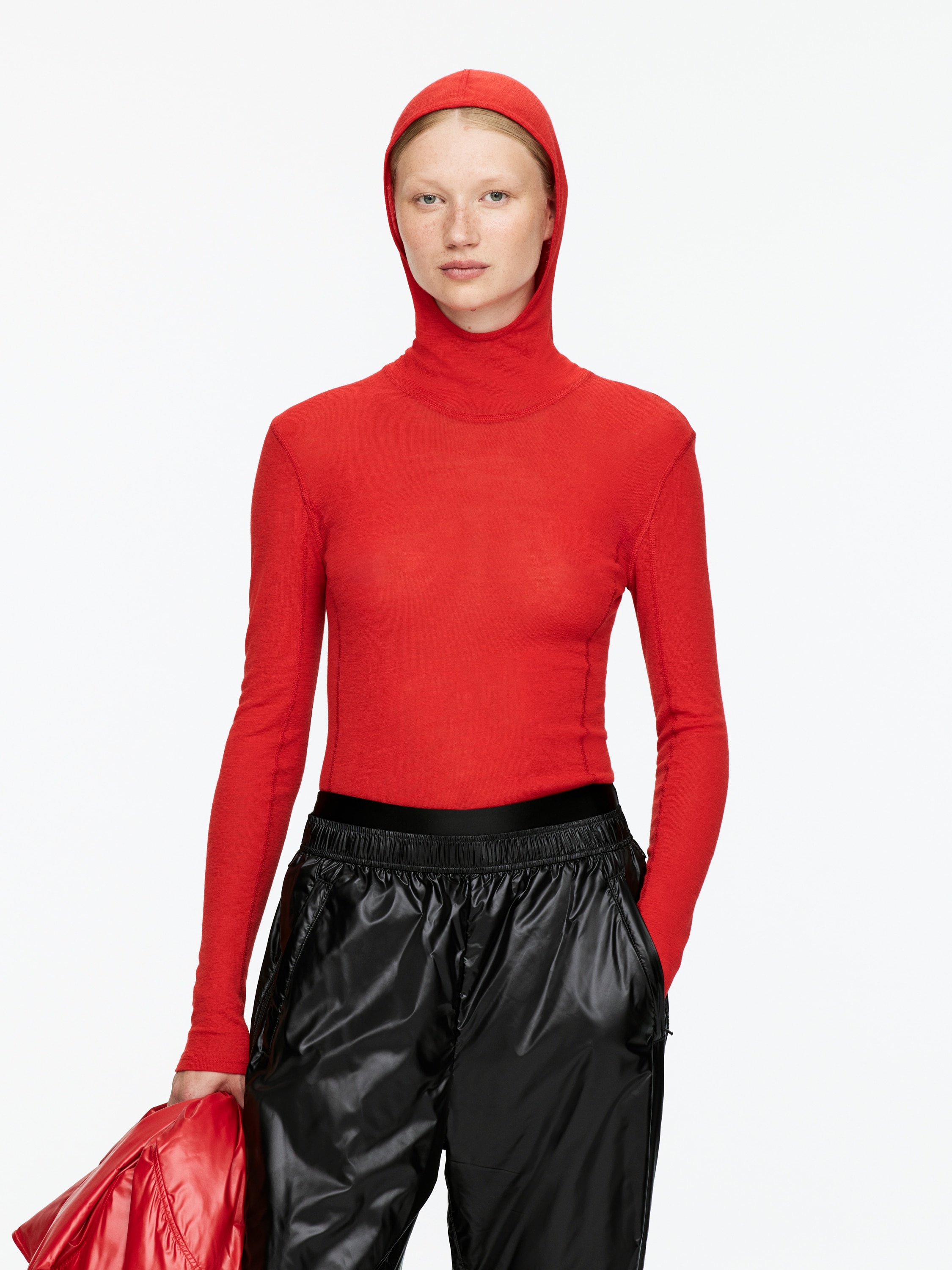 Kapuzenpullover aus Wolle - Rot