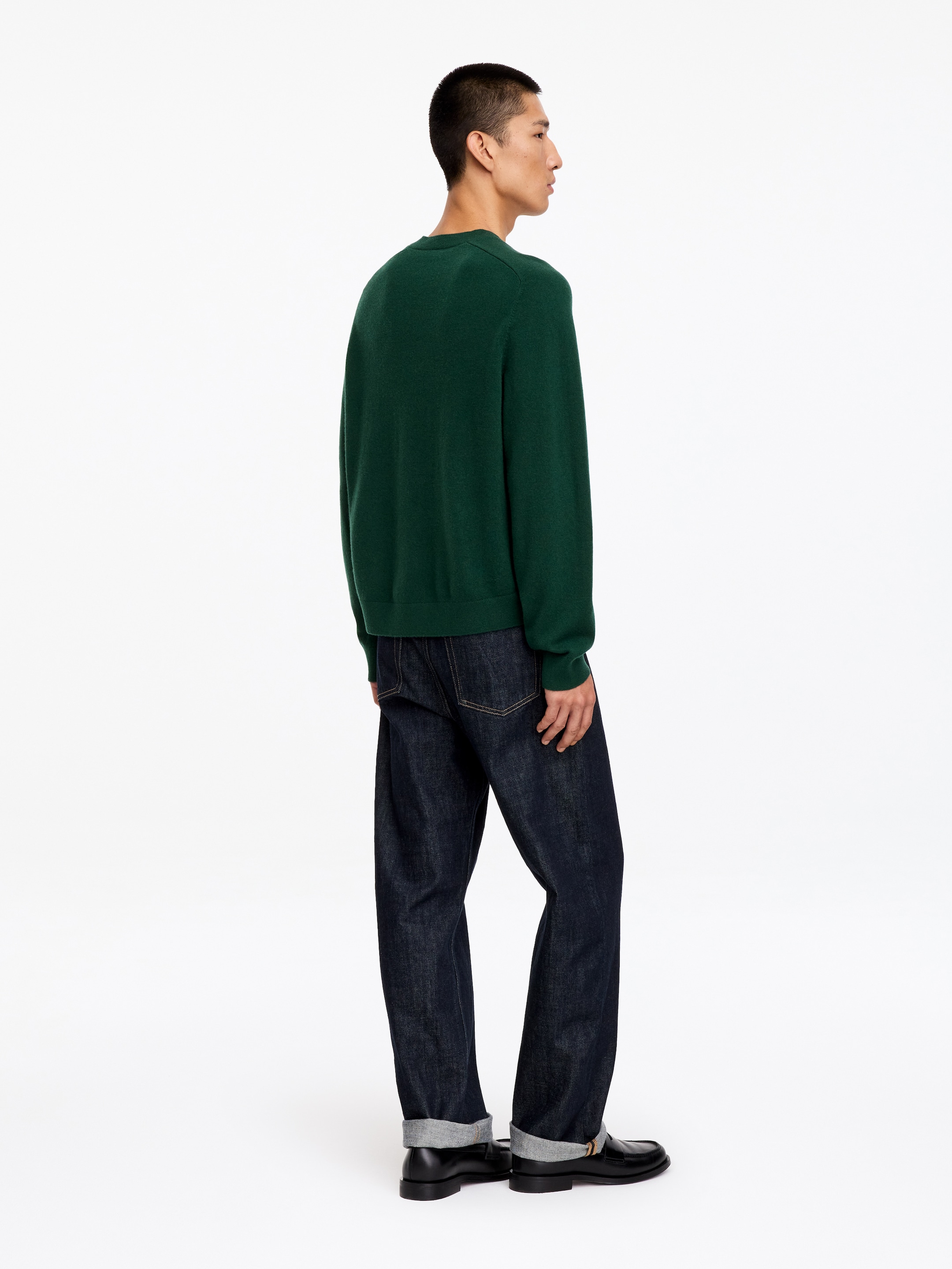 Maglione in lana con lavorazione sottile - Verde scuro - Regular fit - men - StillMedia/Lookbook - 3