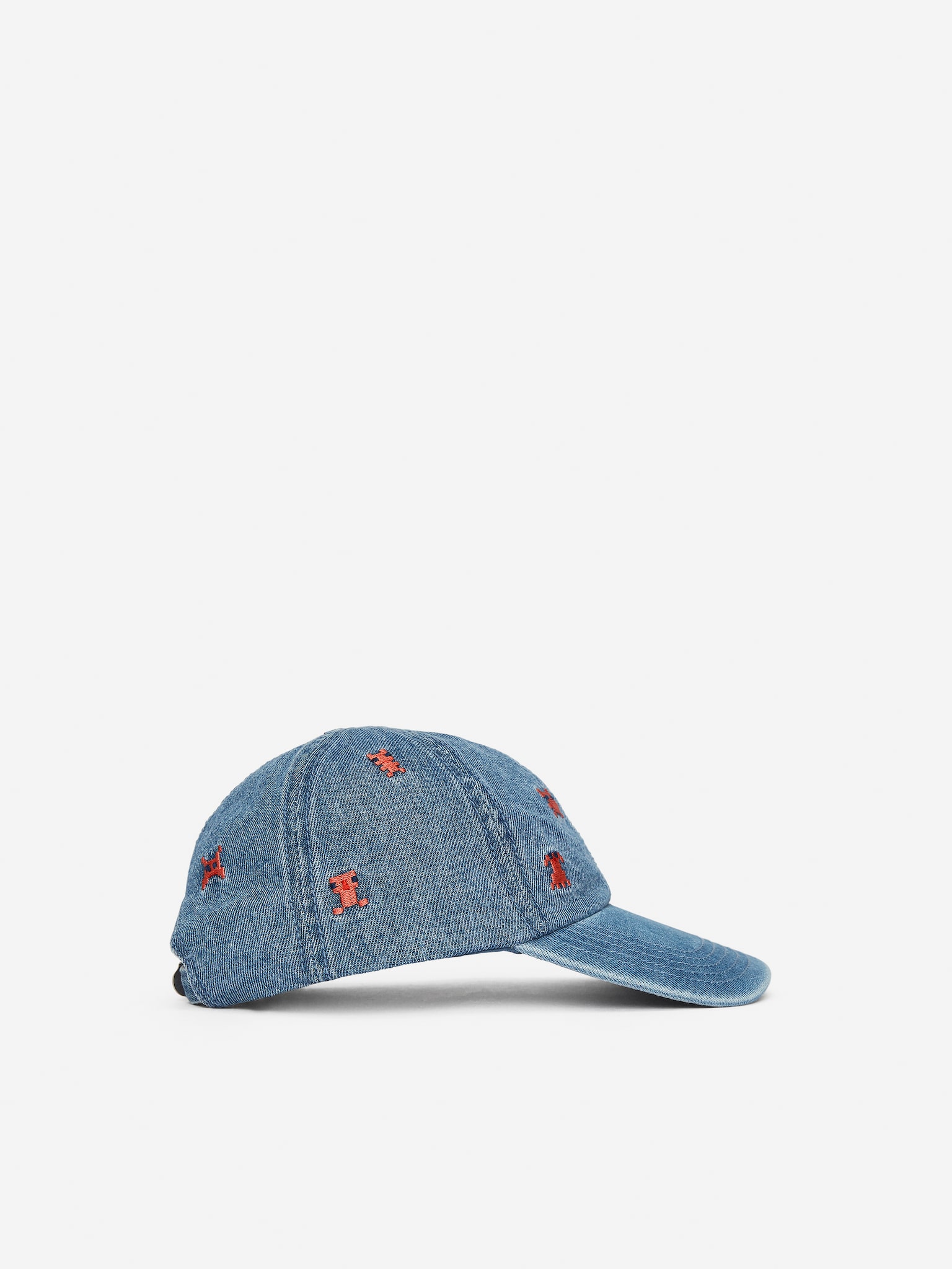 Cappellino in denim con ricamo - Blu/Blu