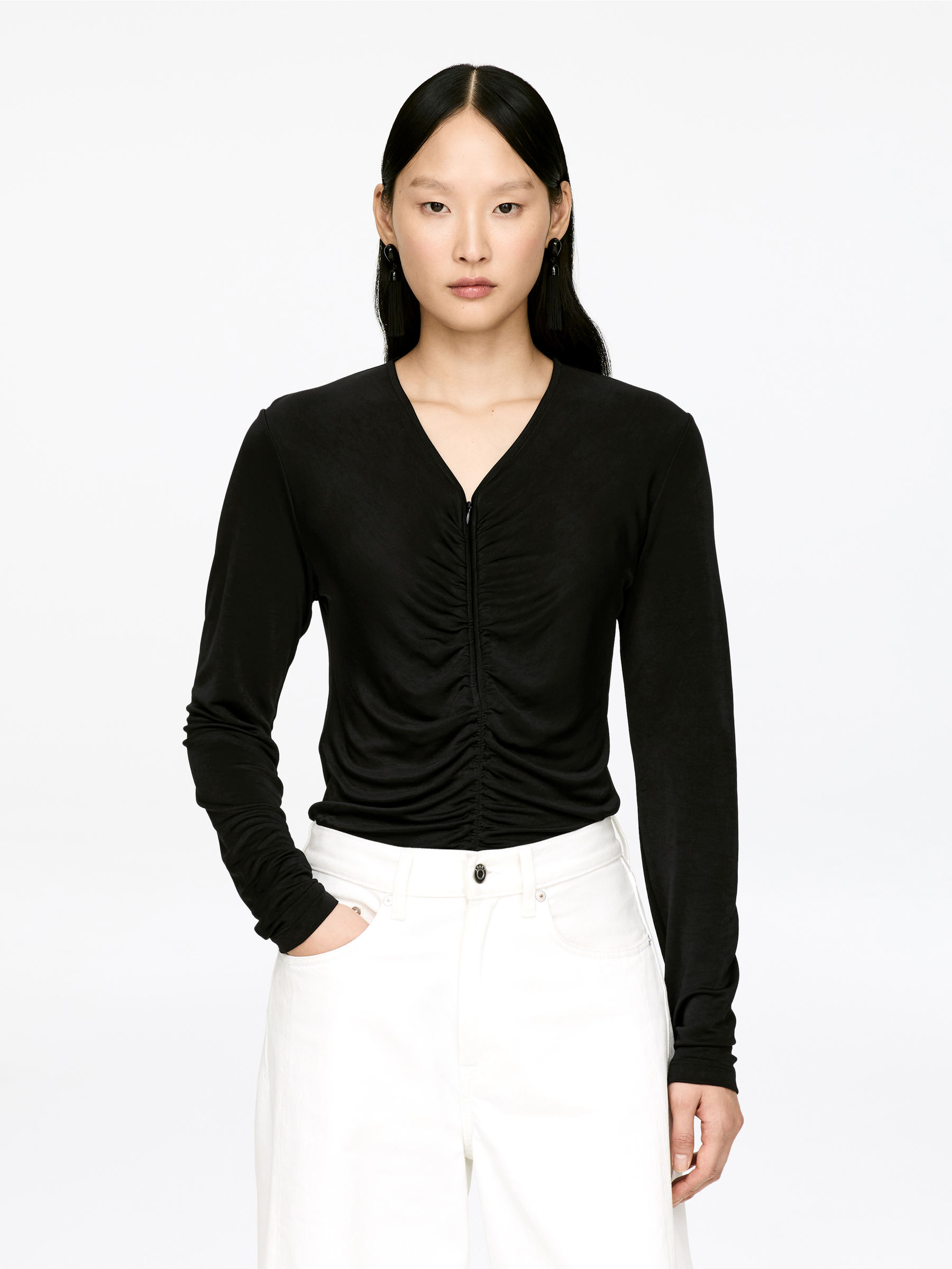 Gathered Half-Zip Top-#272627-17486