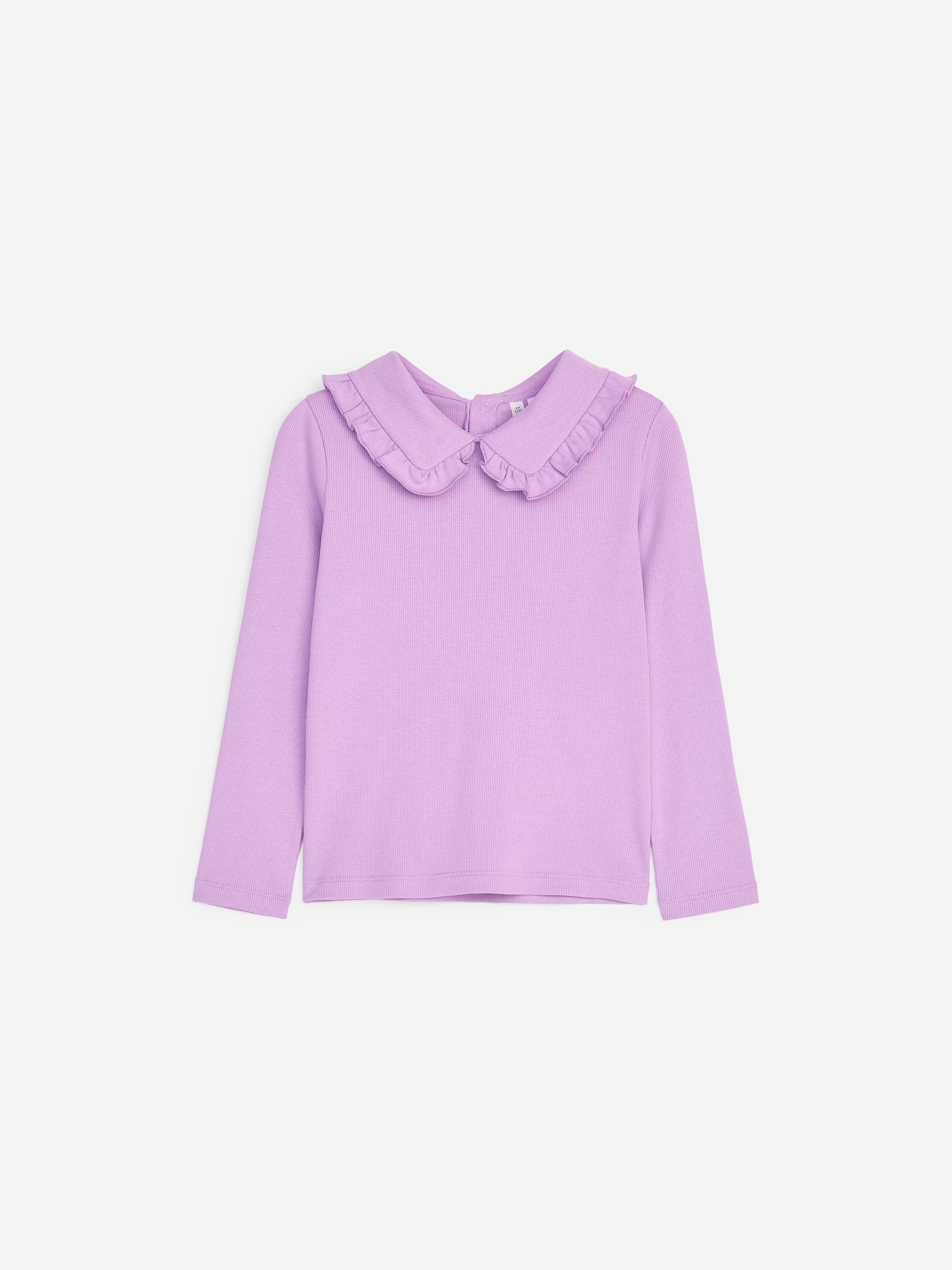 Prążkowany top z falbaniastym kołnierzykiem-Purple-20328