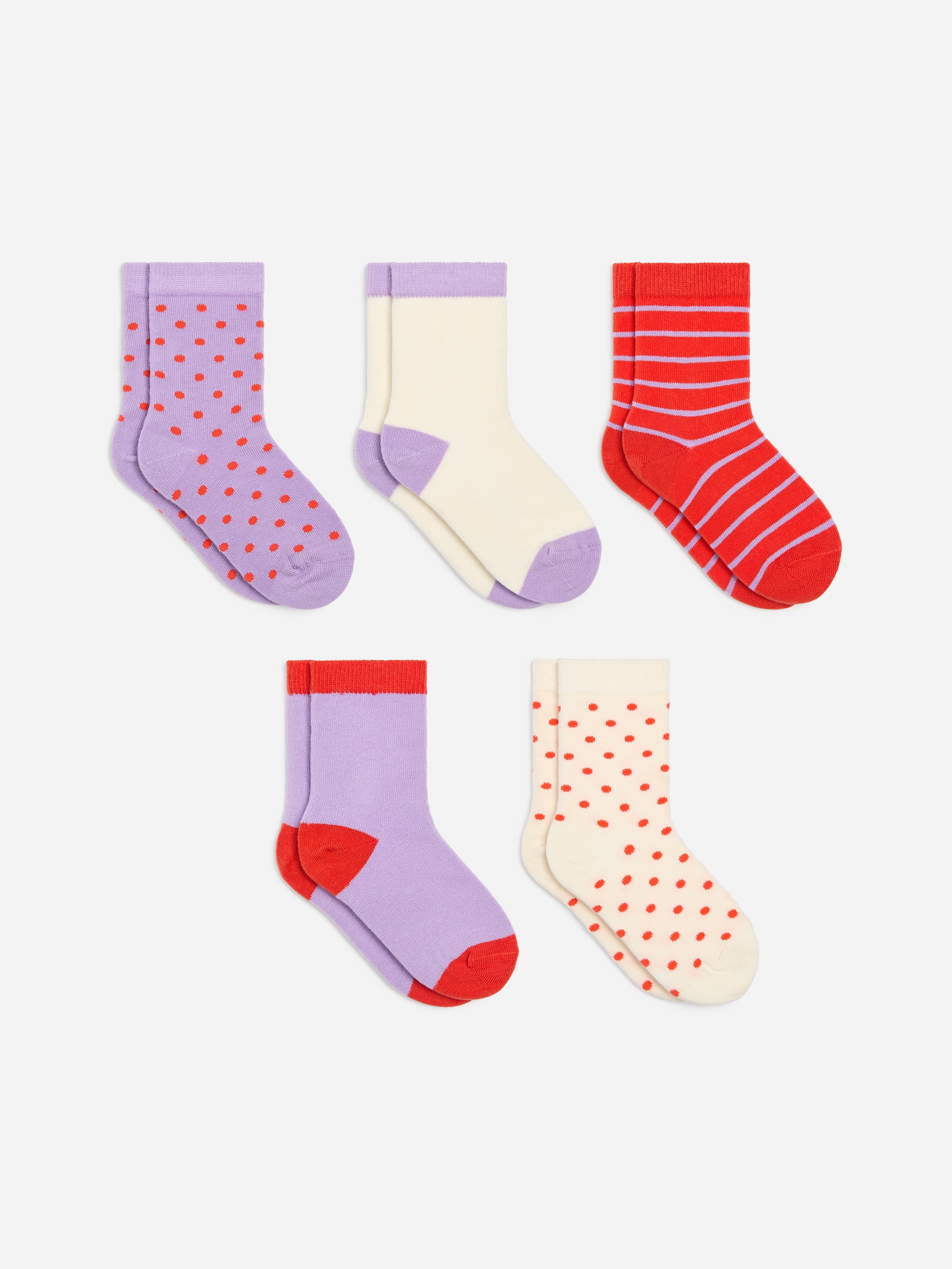 Baumwollsocken, 5er-Pack-Purple-20905