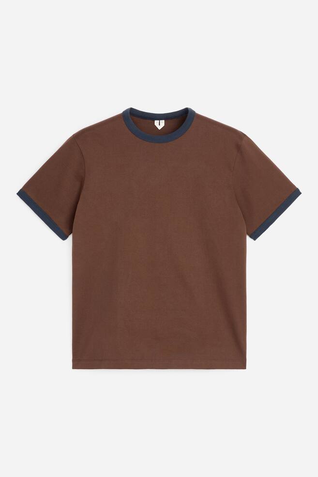Nauwsluitend T-shirt - Bruin/blauw/Donkerblauw/Beigebruin melange/zwart - 1