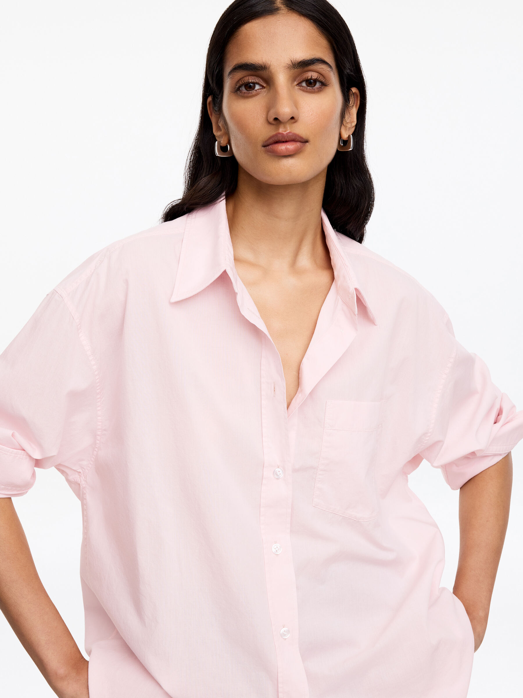 Cotton Poplin Shirt - Pink - Regular fit - Women - StillMedia/Lookbook - 5