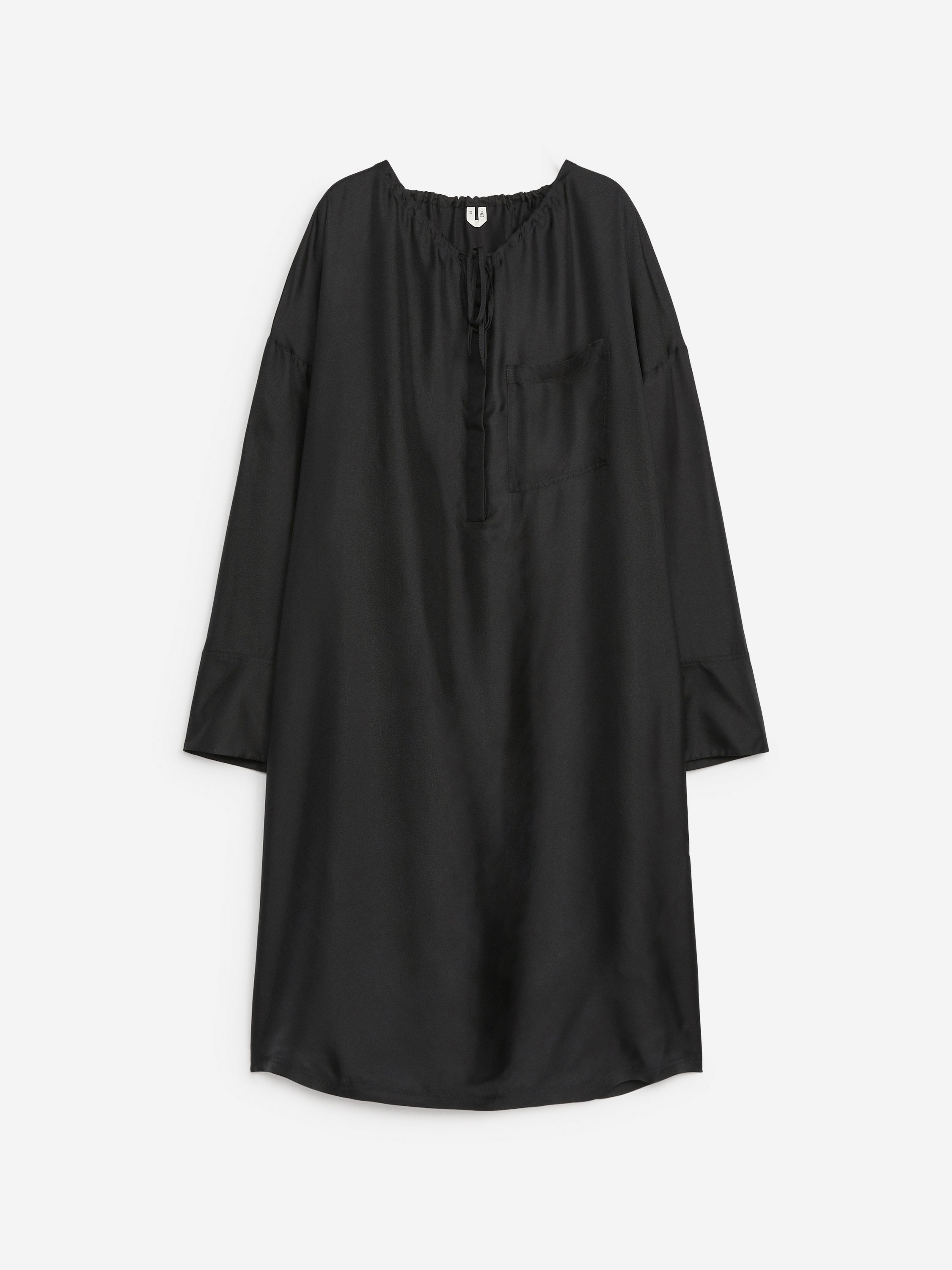 Midi Silk Dress-Black-8368
