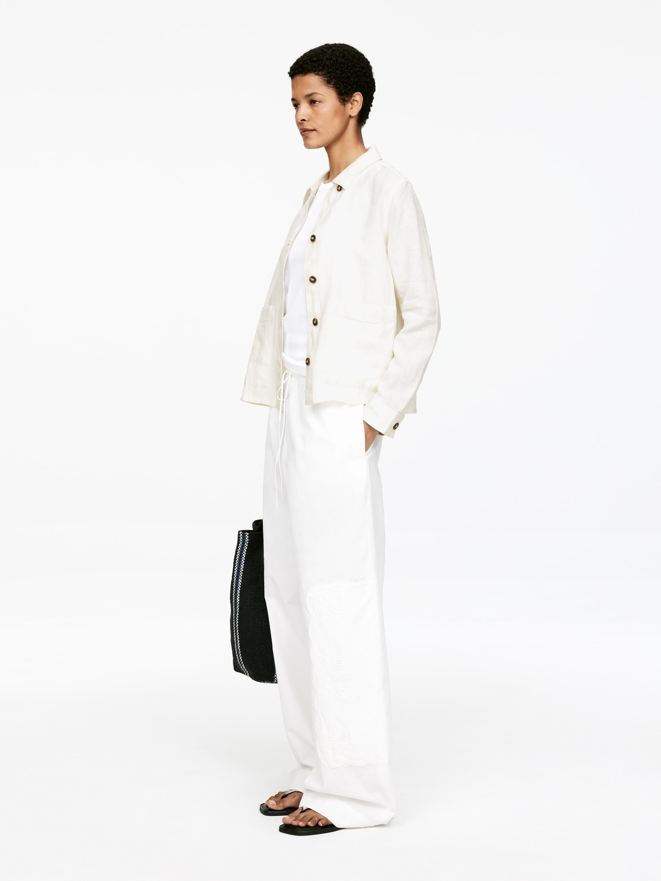 Ver imagen más grande: Sobrecamisa de lino - Blanco - MUJER | H&M ES 3