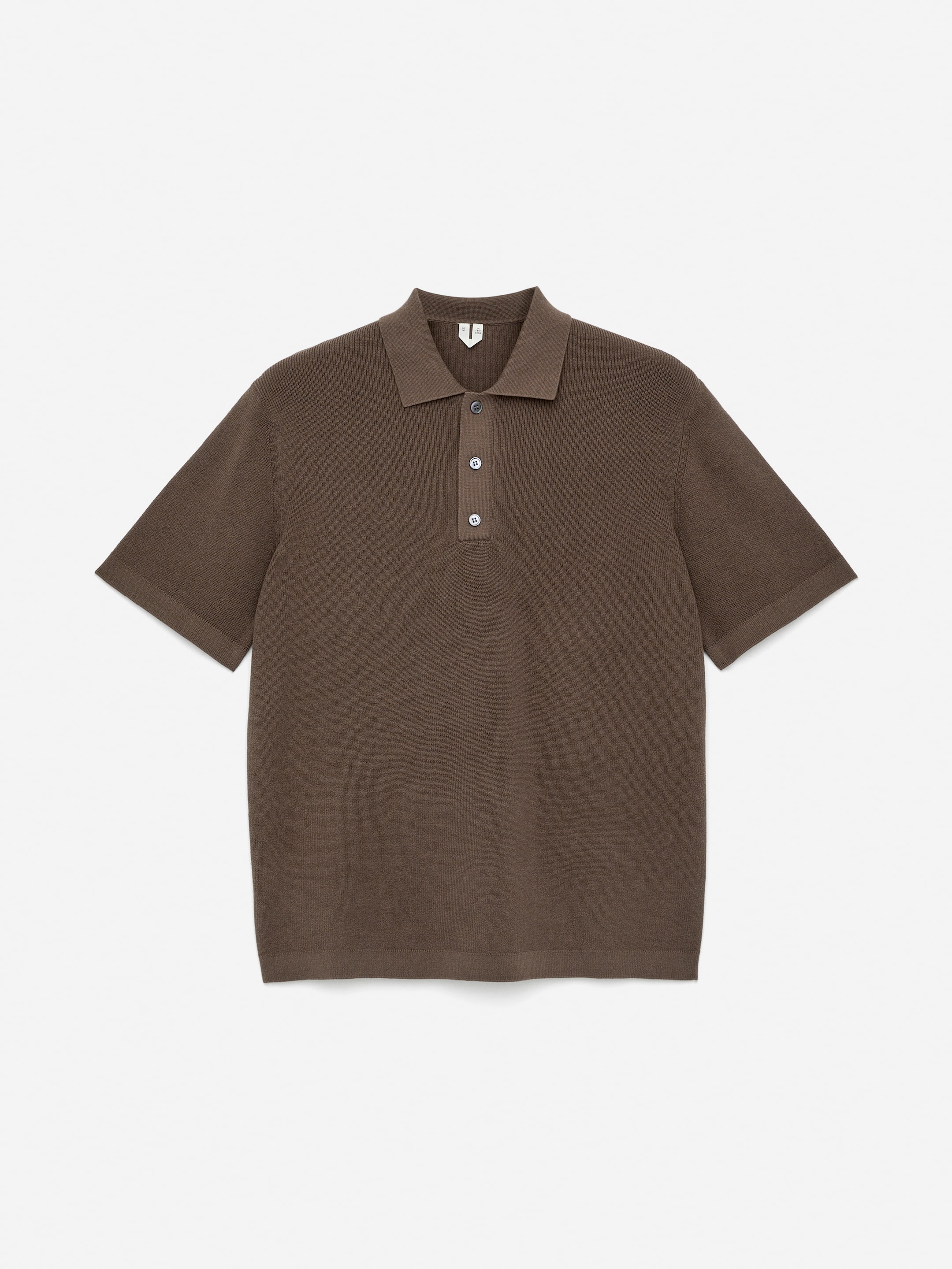 Fine-Knit Polo Shirt-#625D55-14878