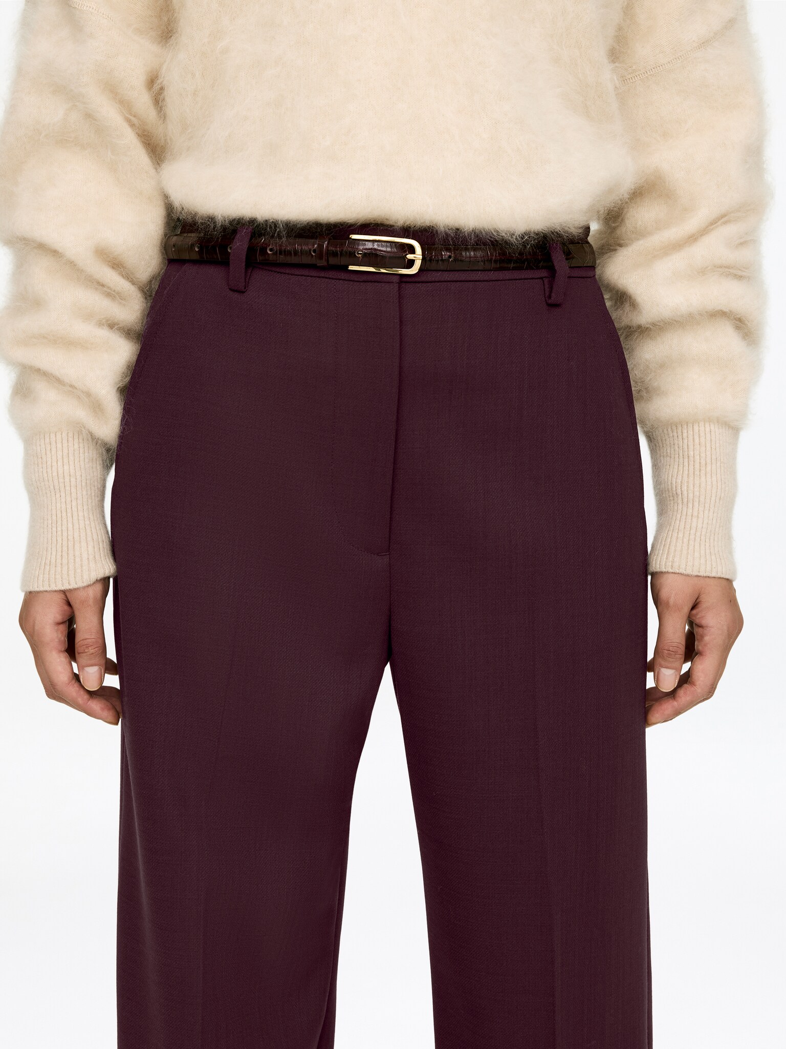 Pantalon à plis pressés - Bordeaux/Noir - 5
