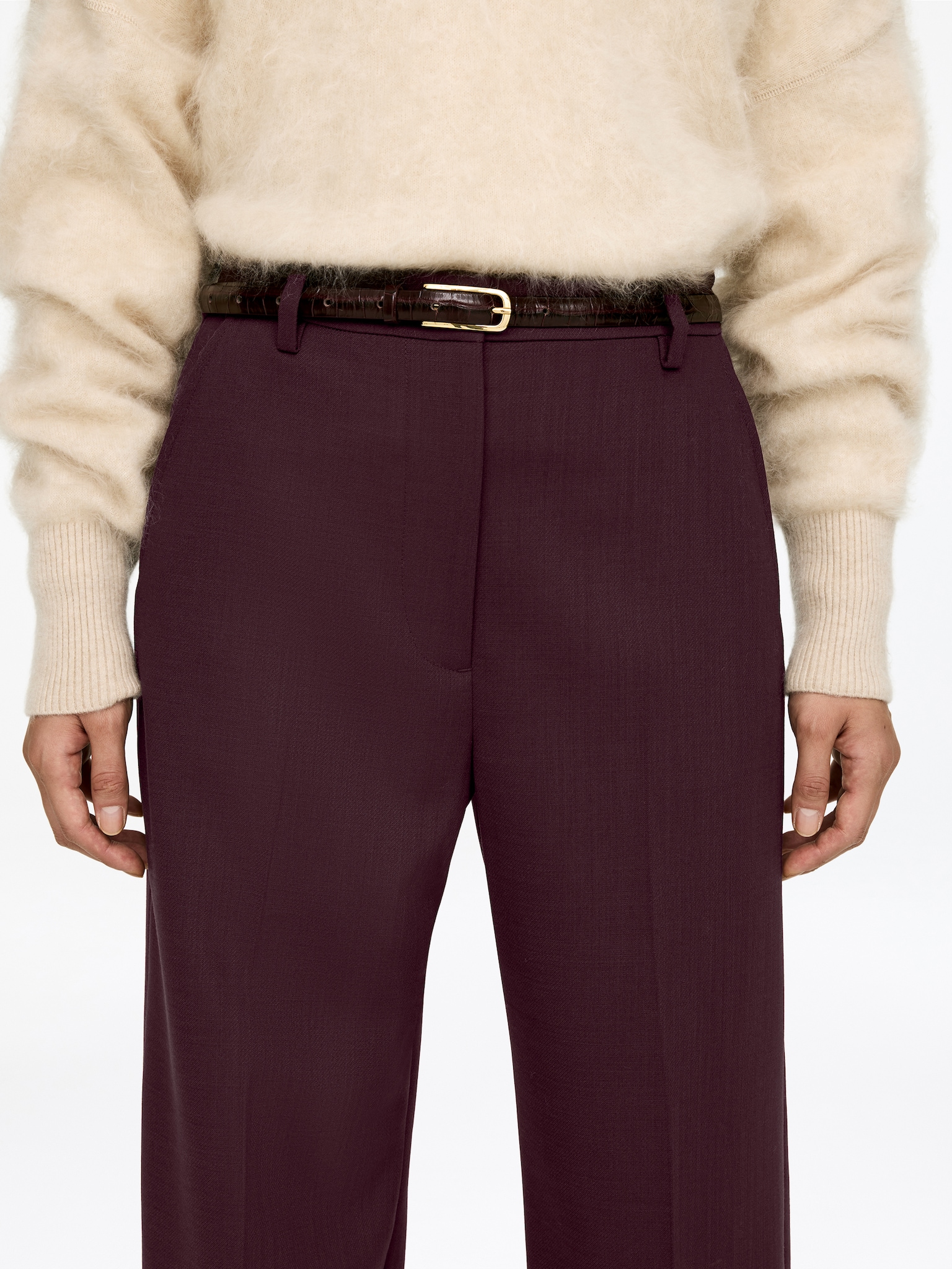 Pantalon à plis pressés - Bordeaux/Noir - 6