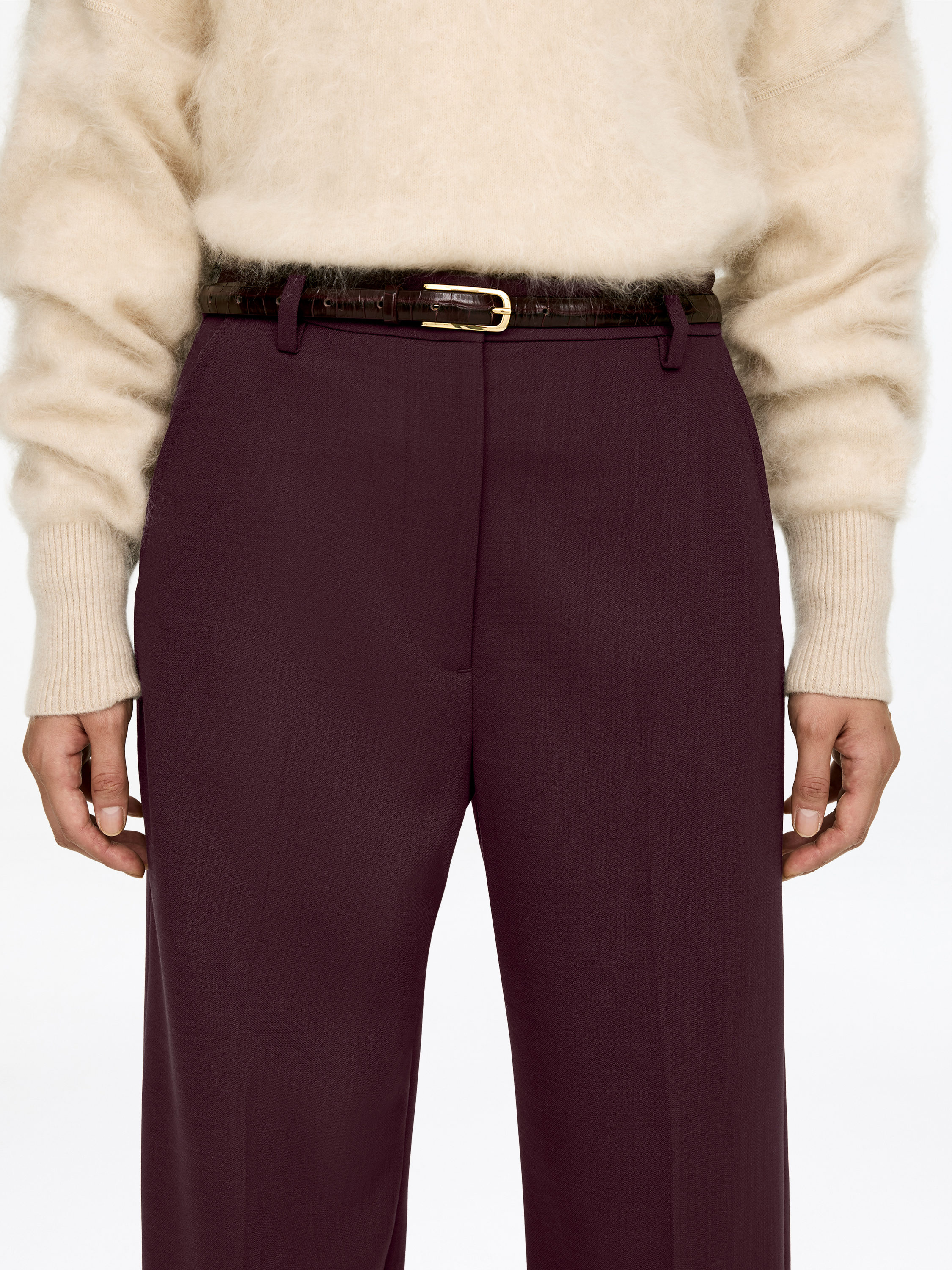 Press Crease Trousers - Burgundy - Regular fit - Women - StillMedia/Lookbook - 4