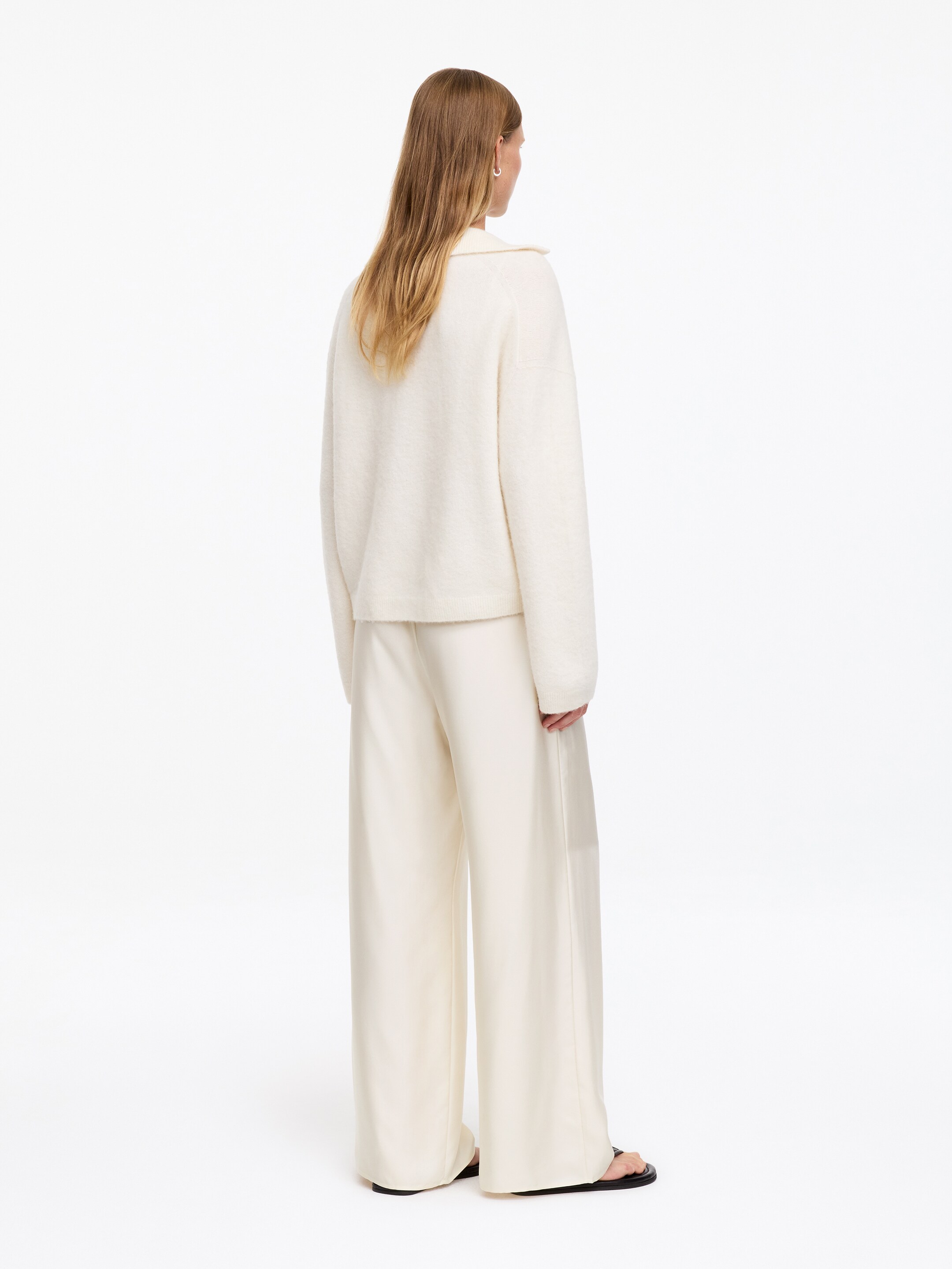 Pantalon en sergé de soie - Blanc cassé - Loose fit - Femme - StillMedia/Lookbook - 10