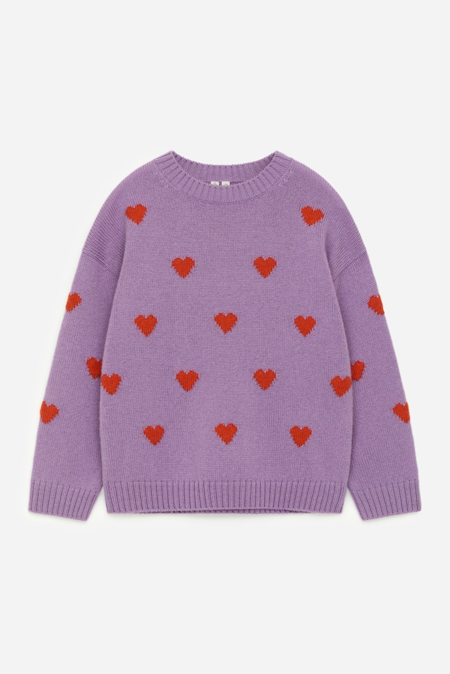 Wool Jumper - Lila/Inimioare roșii - 1