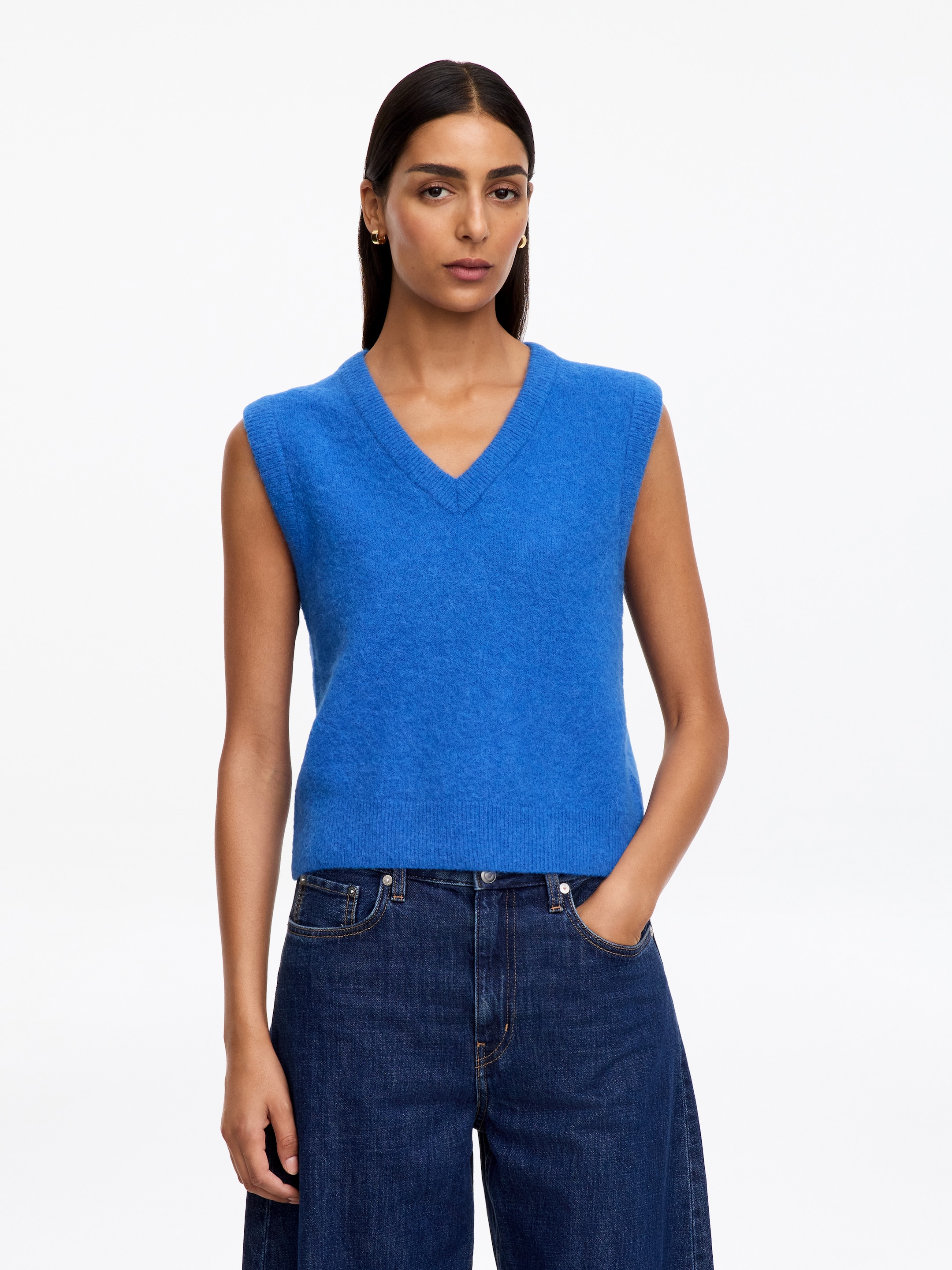 Alpaca-Wool Blend Vest-Blue-19847