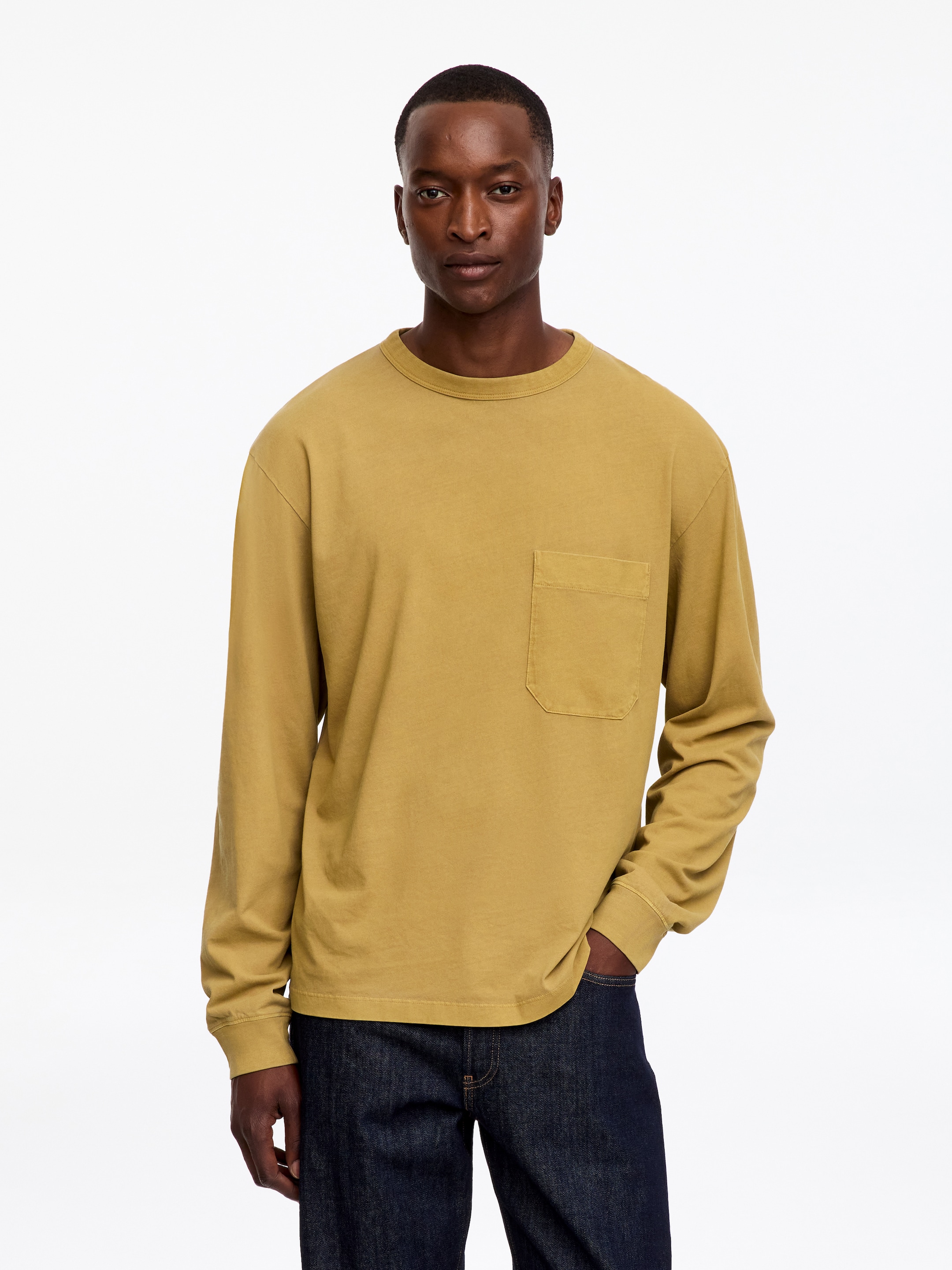 Relaxed Long-Sleeve T-Shirt-Yellow-20051
