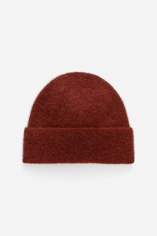 Alpaca-Wool Blend Beanie - Rust/Dark Blue - 1