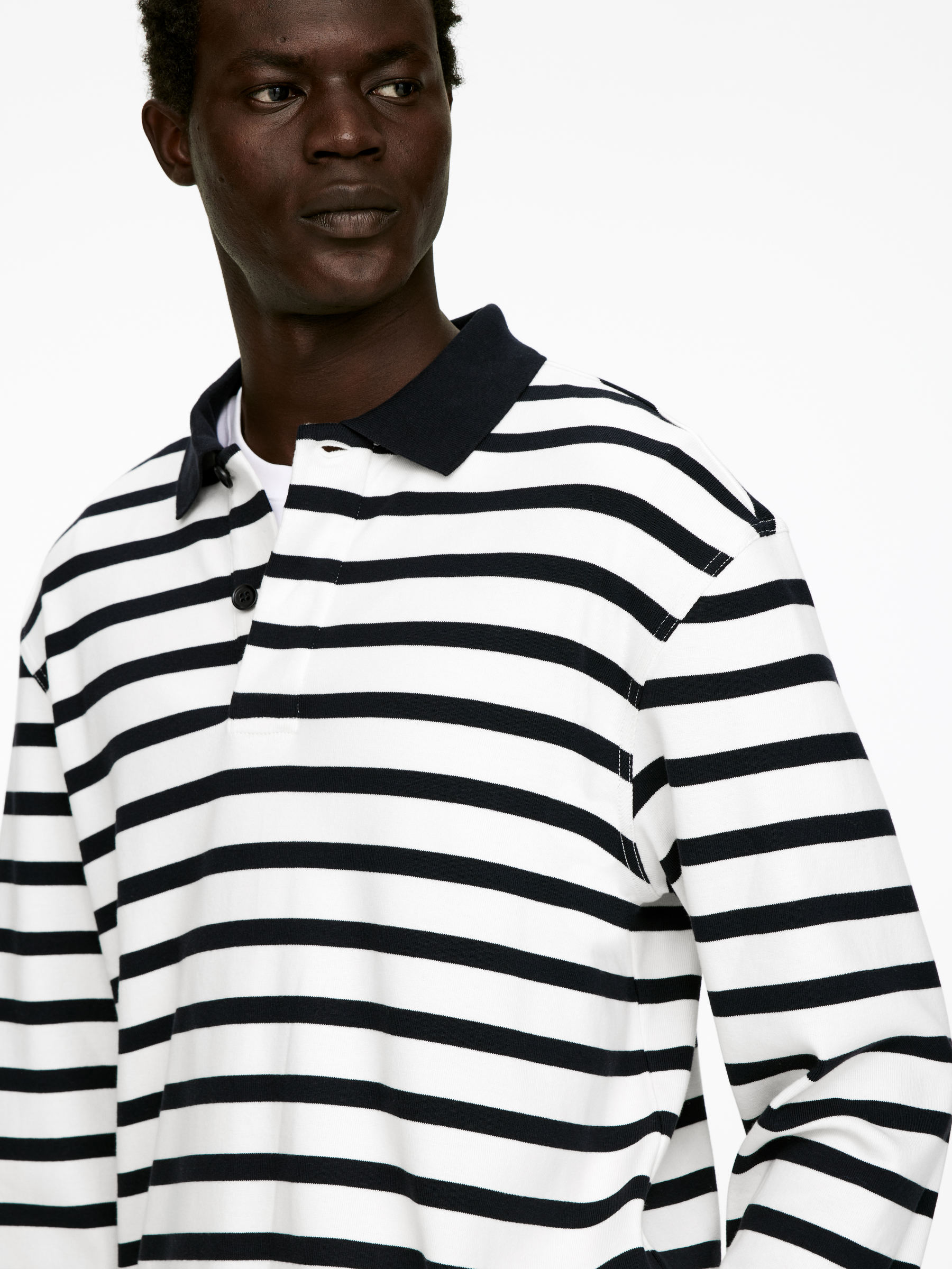 Long-Sleeve Polo Shirt - White/Dark Blue - Regular fit - Men - StillMedia/Lookbook - 5