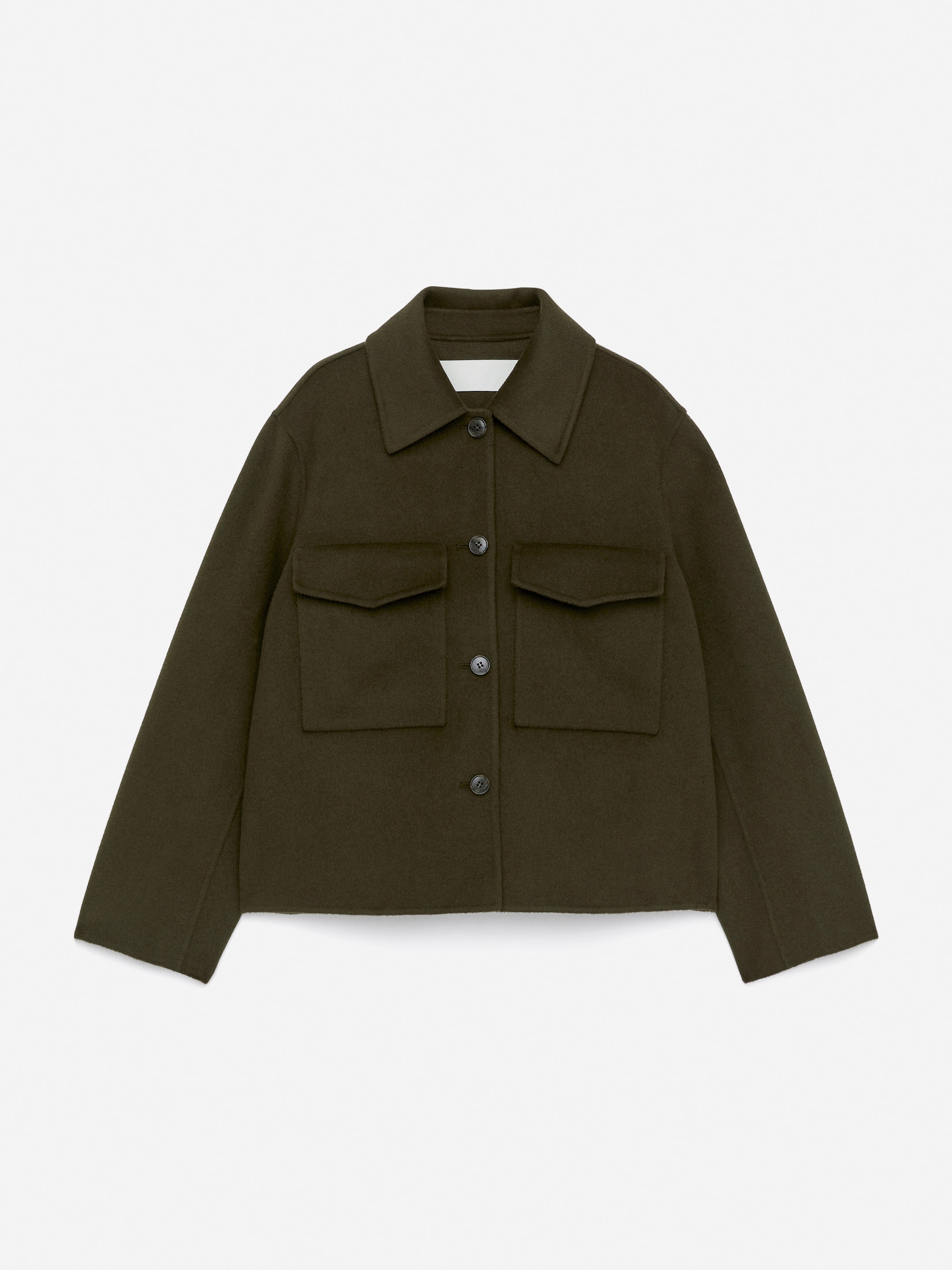 Double-Face Wool Overshirt-Green-16152